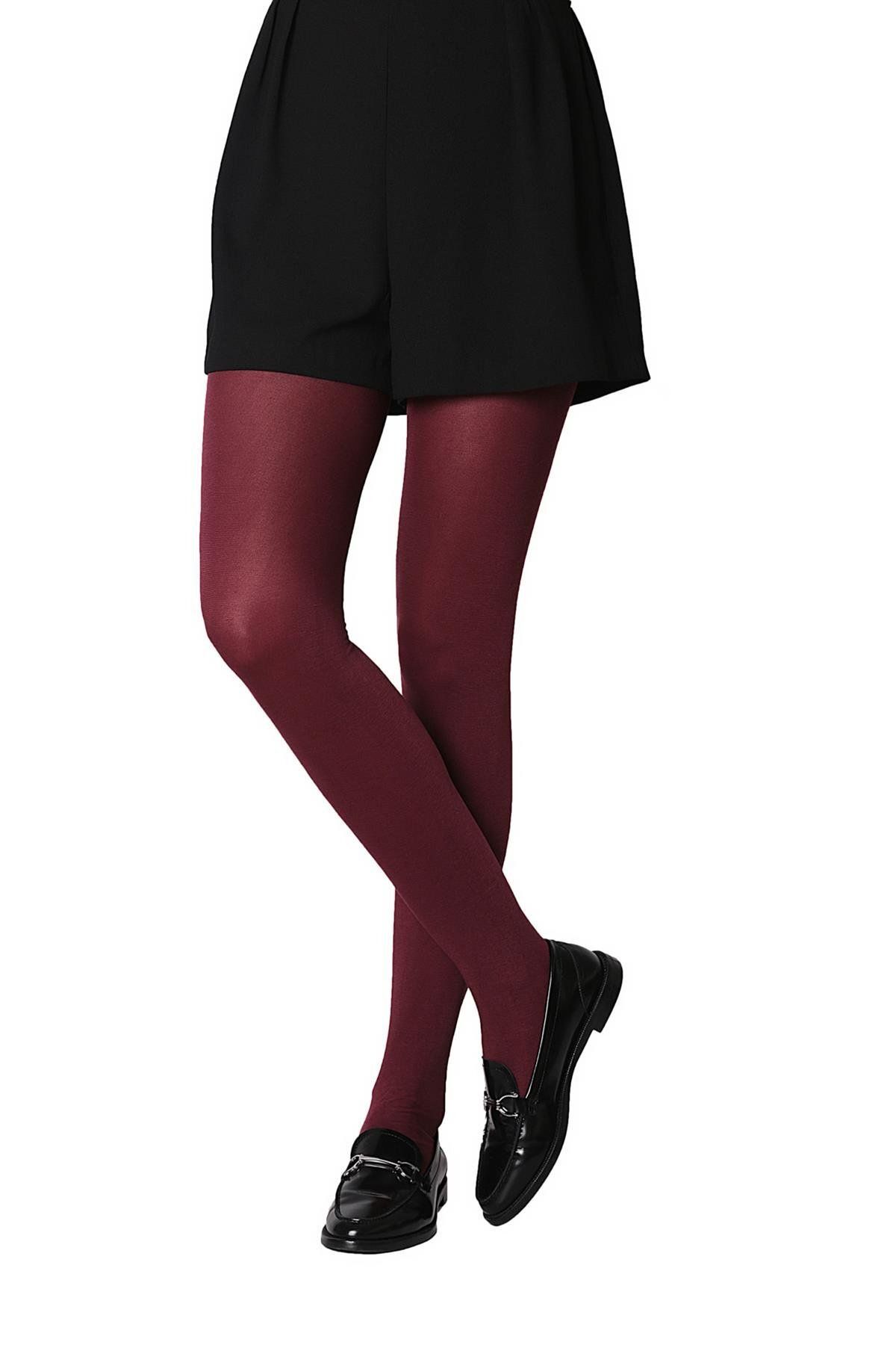 Daymod-Women's Mycro 50 Claret Red Opaque Matte Medium Thick Mousse Pantyhose 1