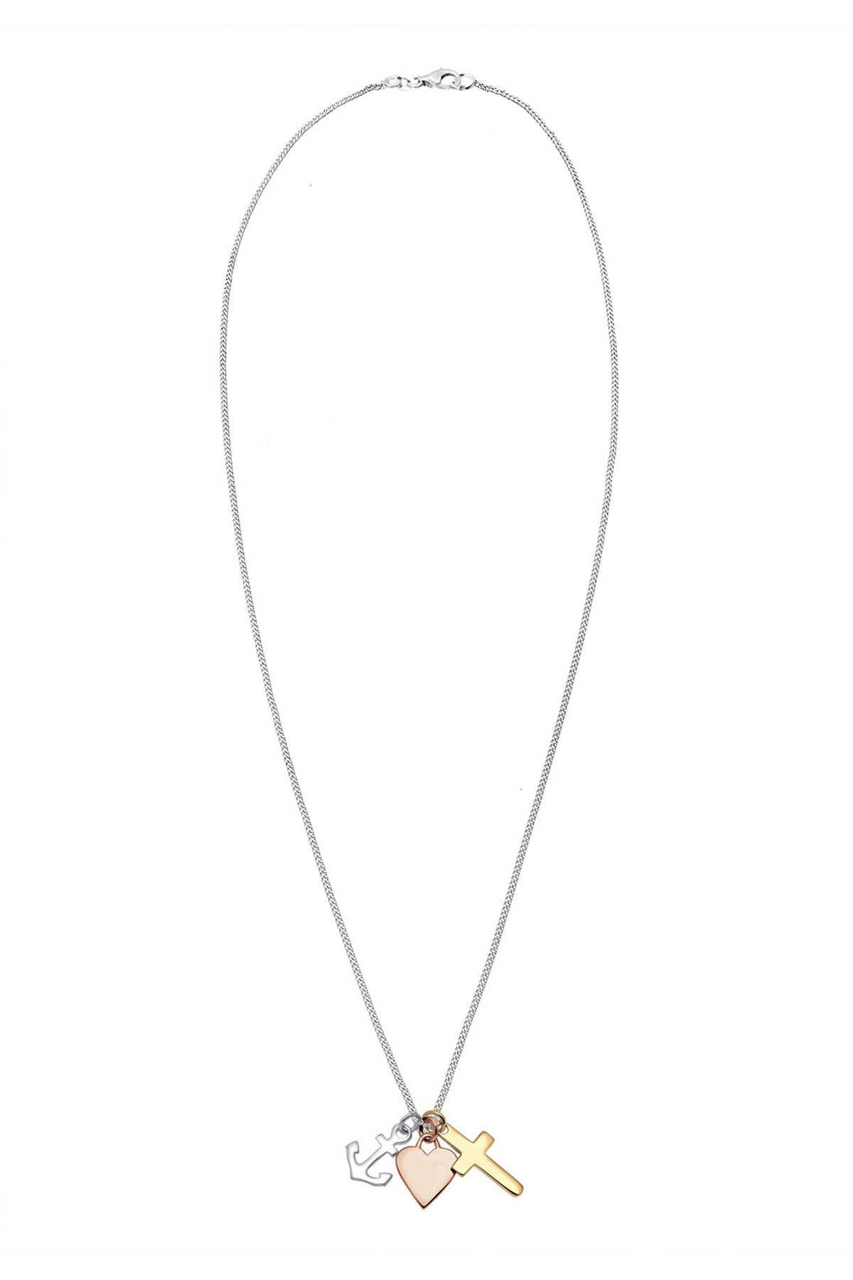 ELLI-Halskette Kreuz Anker Herz Symbole Tri-Color in 925 Sterling Silber 3