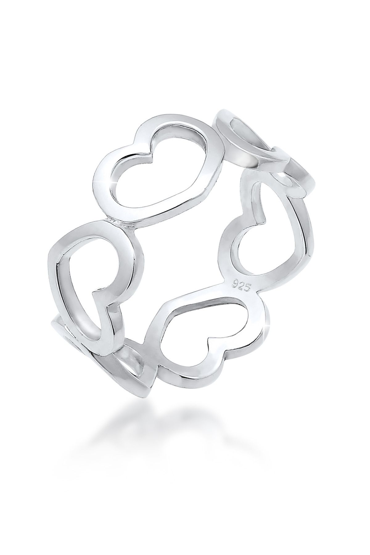 ELLI Ring Band Herzen Symbol Cut-out Trend Aus 925 Sterling Silber für Damen - 54