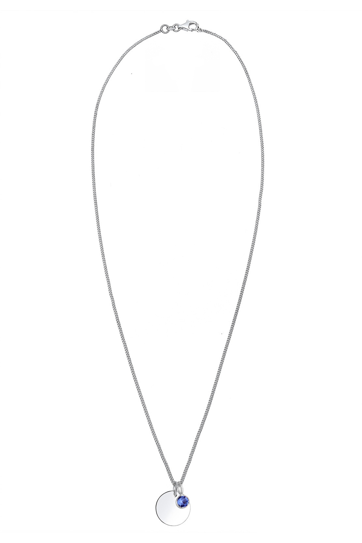 ELLI-Halskette Damen Plättchen Geburtsstein April Anhänger mit Kristall in 925 Sterling Silber 3