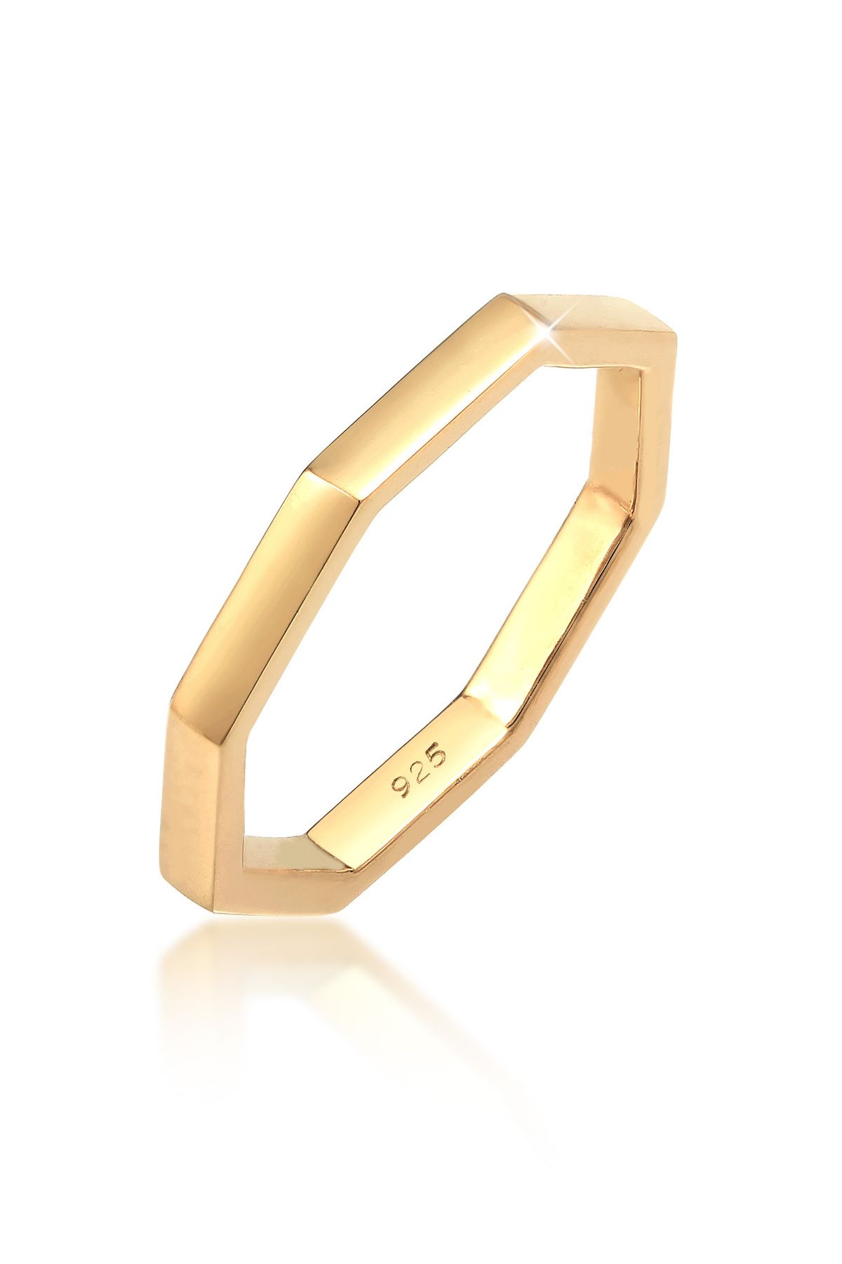 ELLI Ring – 925er Sterlingsilber, Kleiner Finger, Geformtes Geo-look für Damen - 54