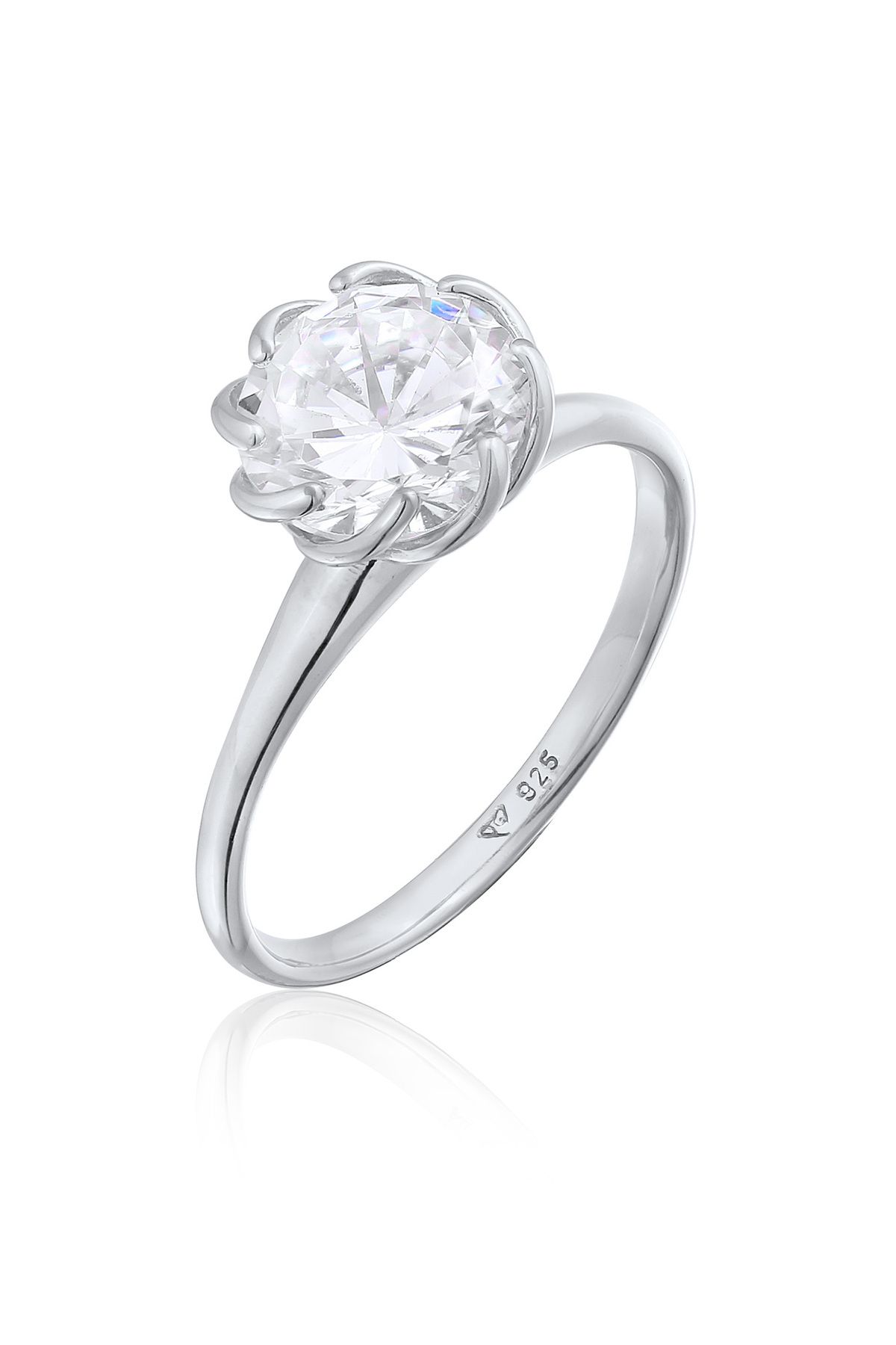ELLI Ring Verlobungsring Solitär Blume Mit Zirkonia Kristallen In 925 Sterling Silber für Damen - 56