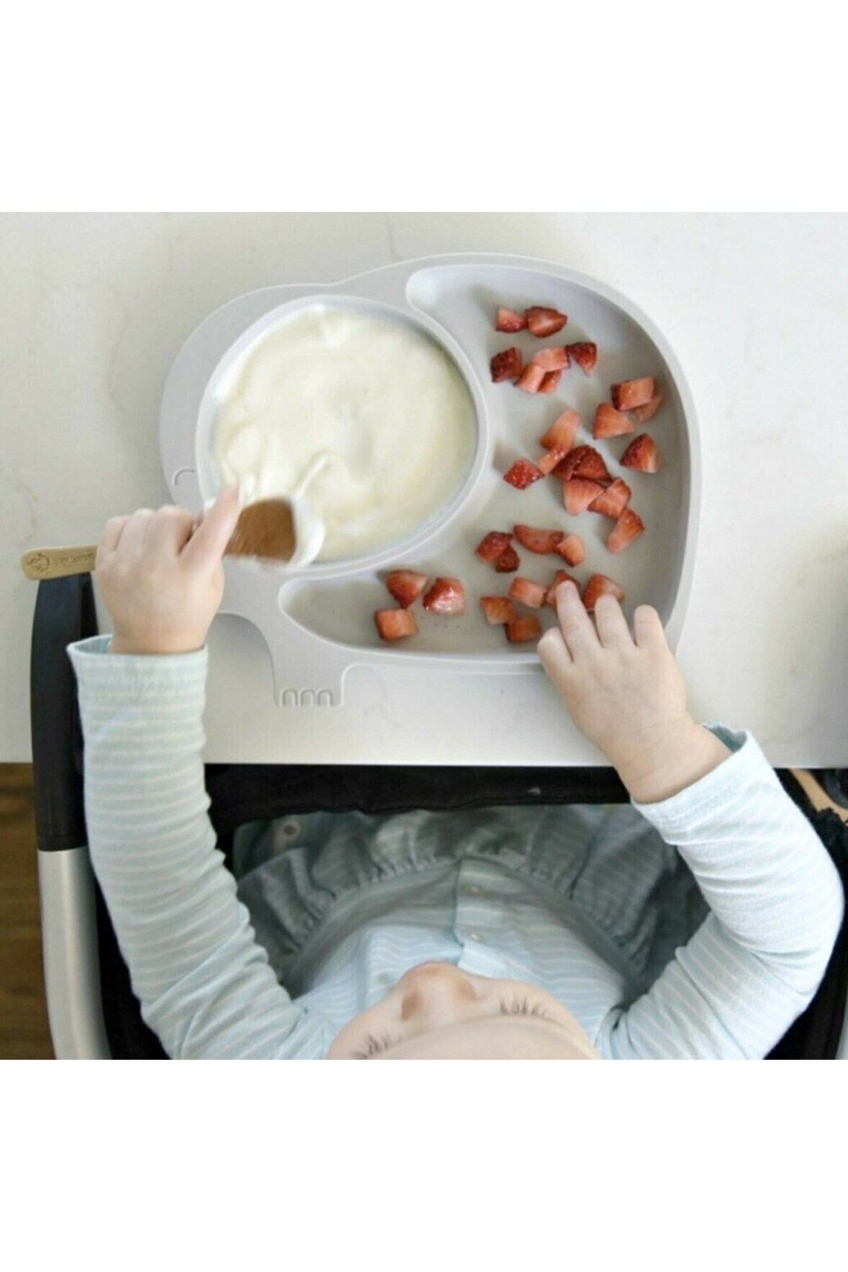 OEM Bebek ve Çocuk için Sevimli Fil Model Desenli Yemek Bebek Mama Kabı Bölmeli Tabak (5024)