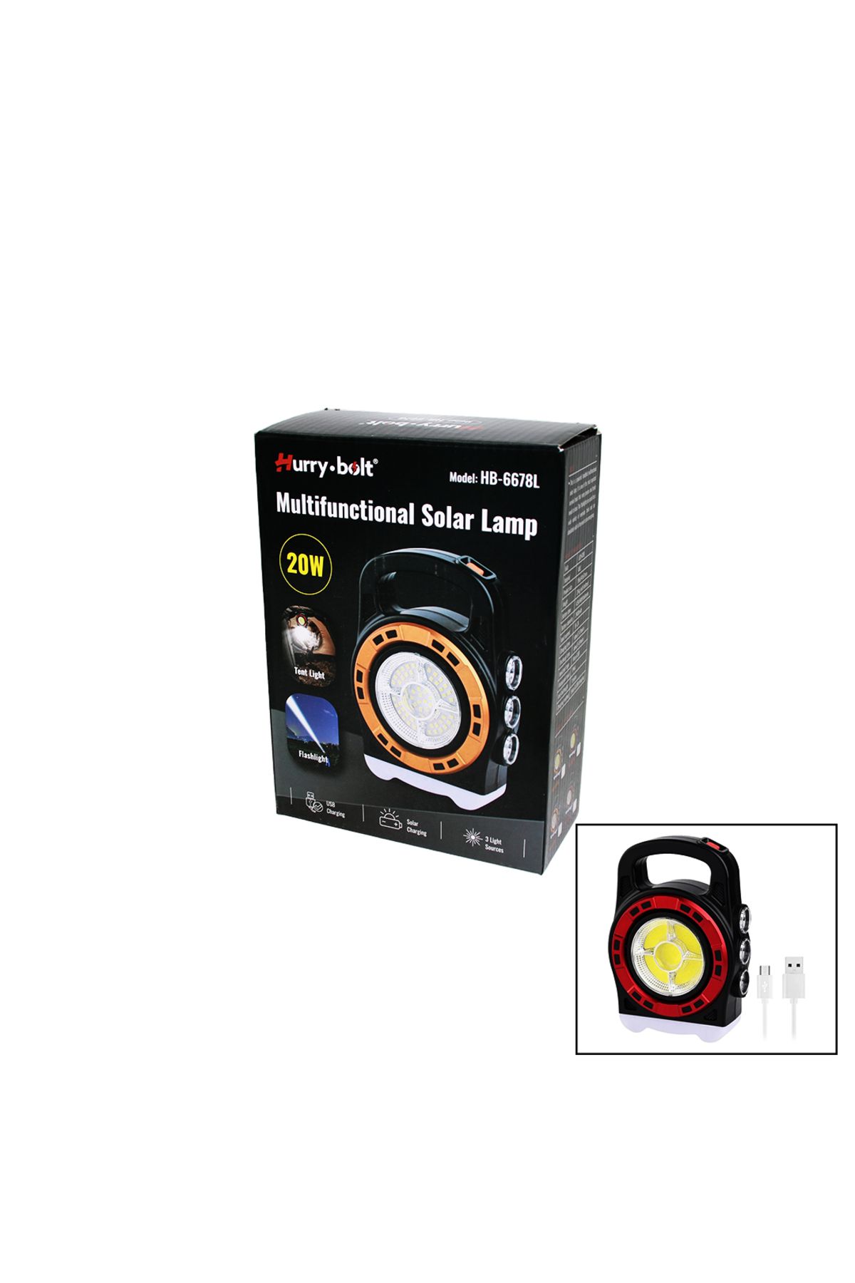 Ayaz World 3IN1 20W SOLAR - USB ŞARJLI EL FENERİ - POWERBANK EL ÇANTASI MODELİ (4767) - AYZ1801-6191