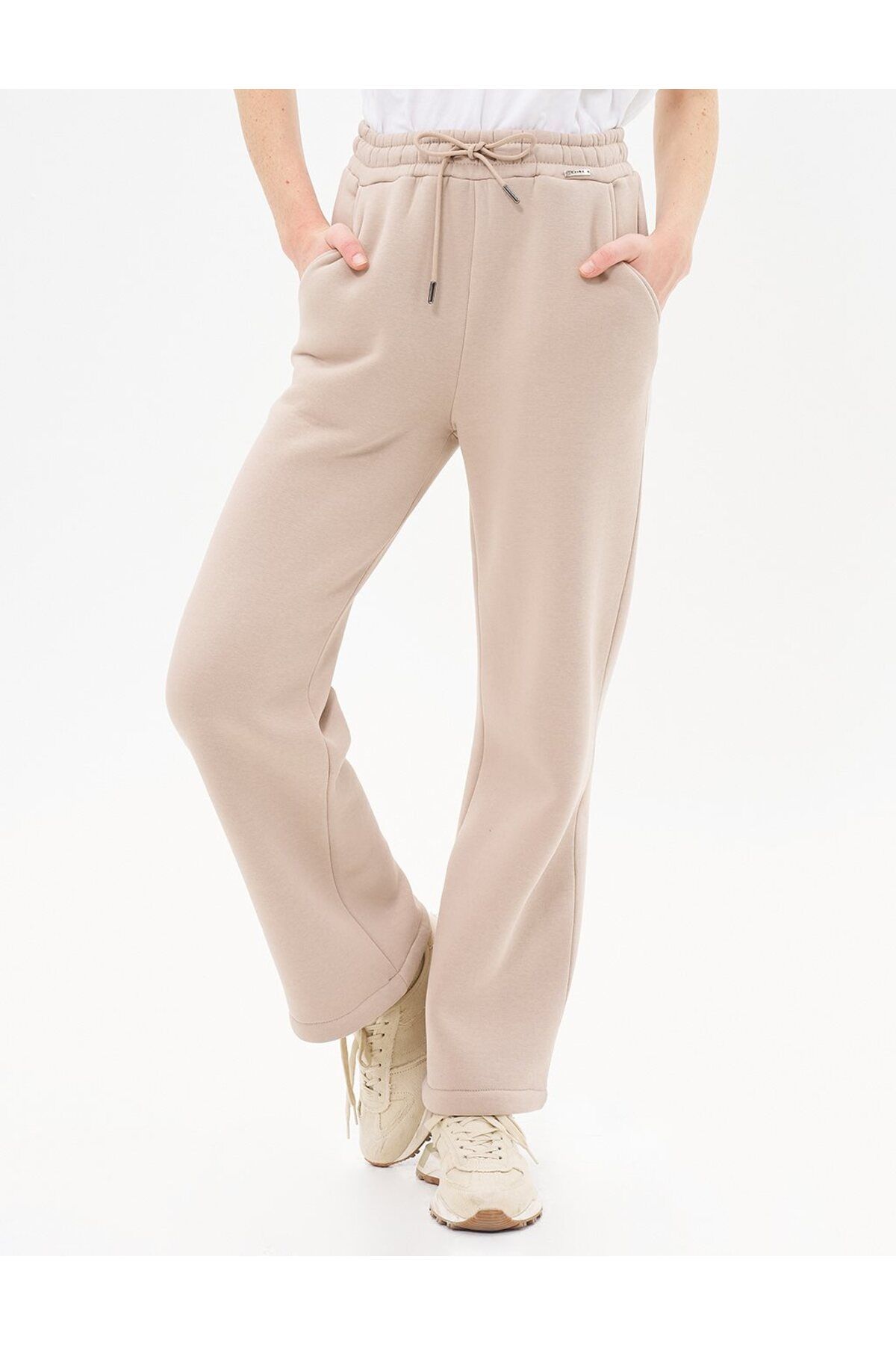 Kayra-Stone Color 3 Thread Trousers with Elastic Waist 6
