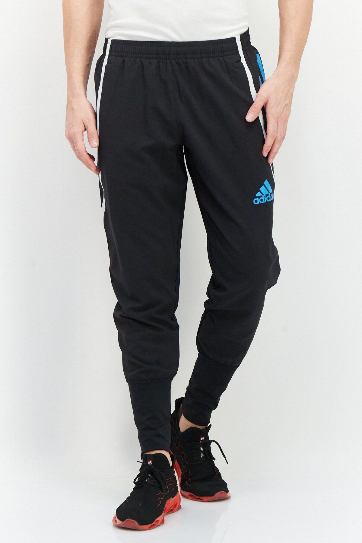 adidas-Men Sportswear Fit Brand Logo Running Pants, Black Combo 1