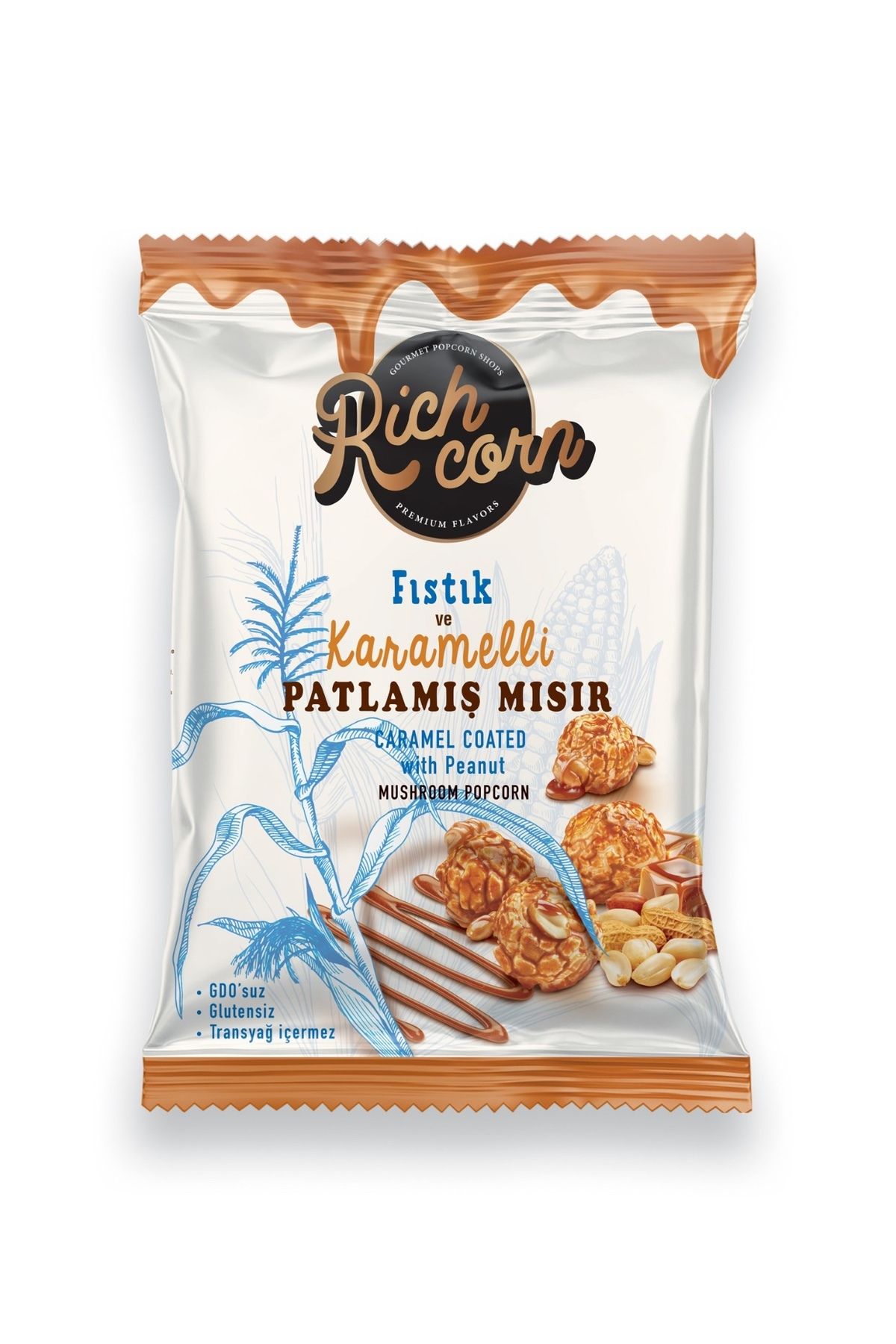 Rich Corn Richcorn Gurme Patlamış Mısır- Yer Fıstığı & Karamelli Popcorn 50 g