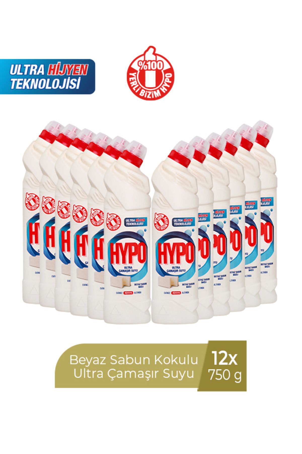 Hyper Hypo ULTRA ÇAMAŞIR SUYU BEYAZ SABUN KOKULU 750 ML x 12 ADET