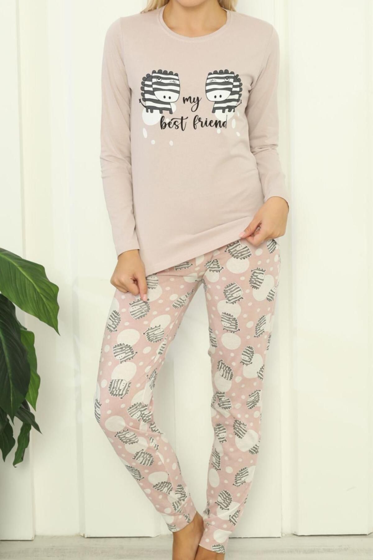 Lady Secret-Women's Pajama Set Long Sleeve Cotton POWDER 1