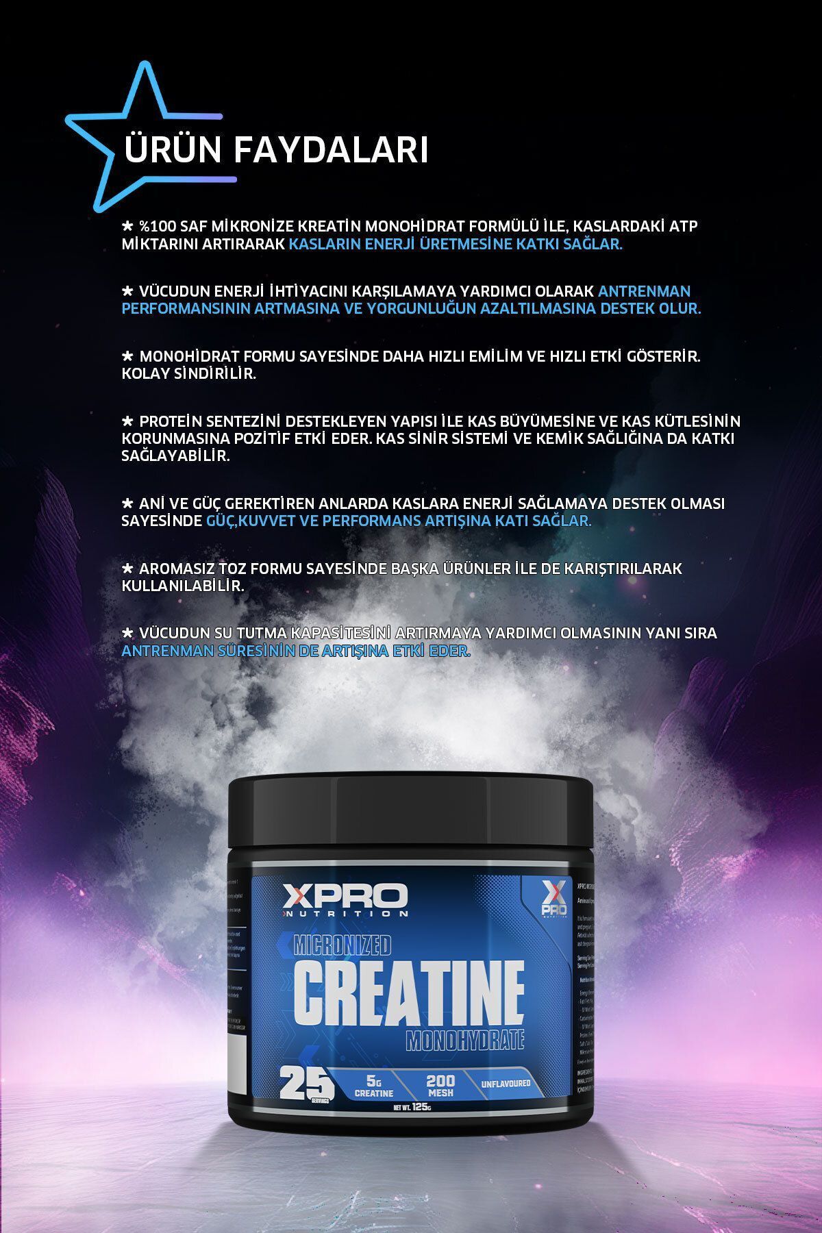 Xpro Nutrition Xpro Creatine Monohydrate 125gr Kreatin-3