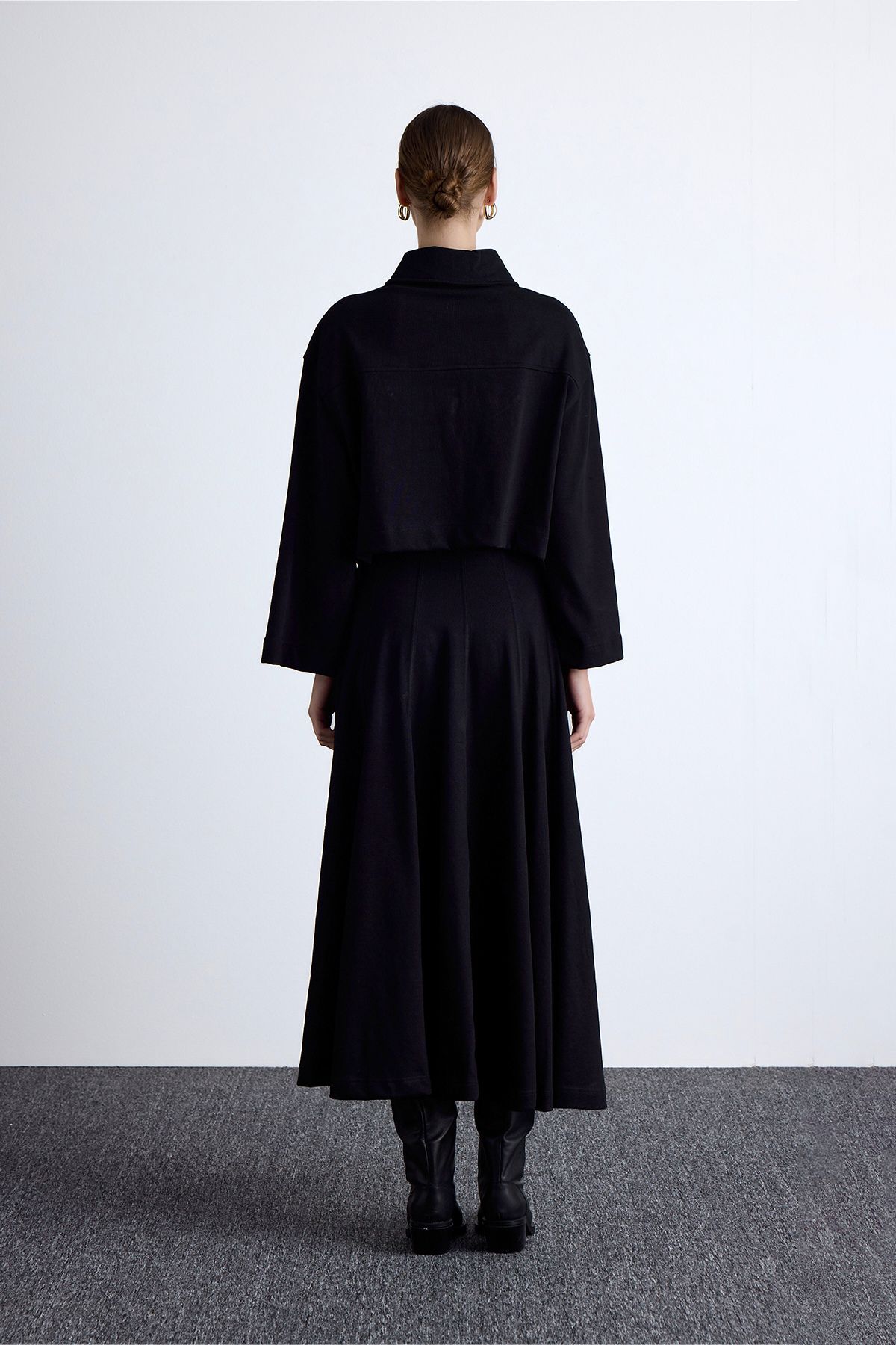 PREMIUM ÖRME OVERSIZE GÖMLEK SİYAH - 8