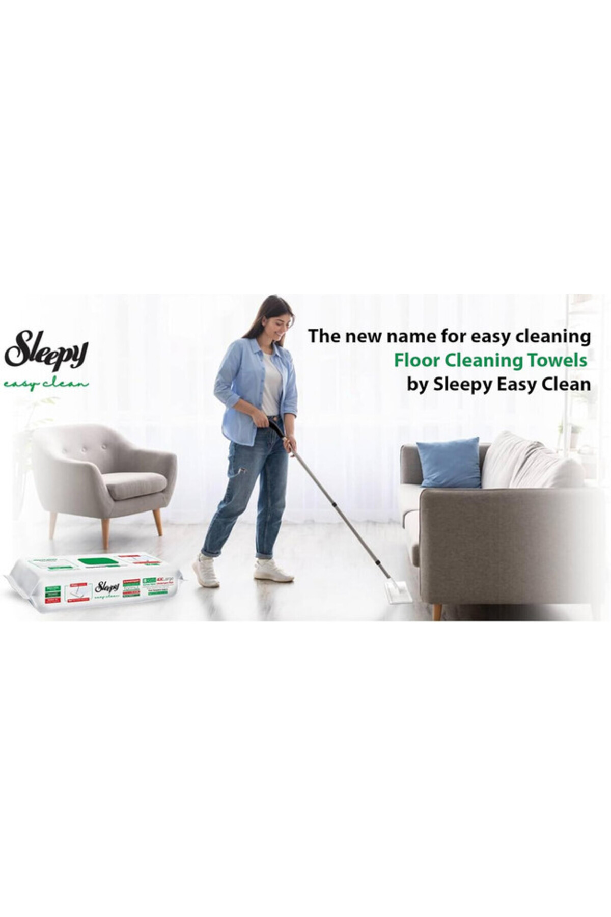 Sleepy Easy Clean Mop Uyumlu Mendiller|Beyaz Sabun Katkı Maddesi|Tüm Zemin Tipleri|50 Yaprak fotoğrafı 7 (önizleme)