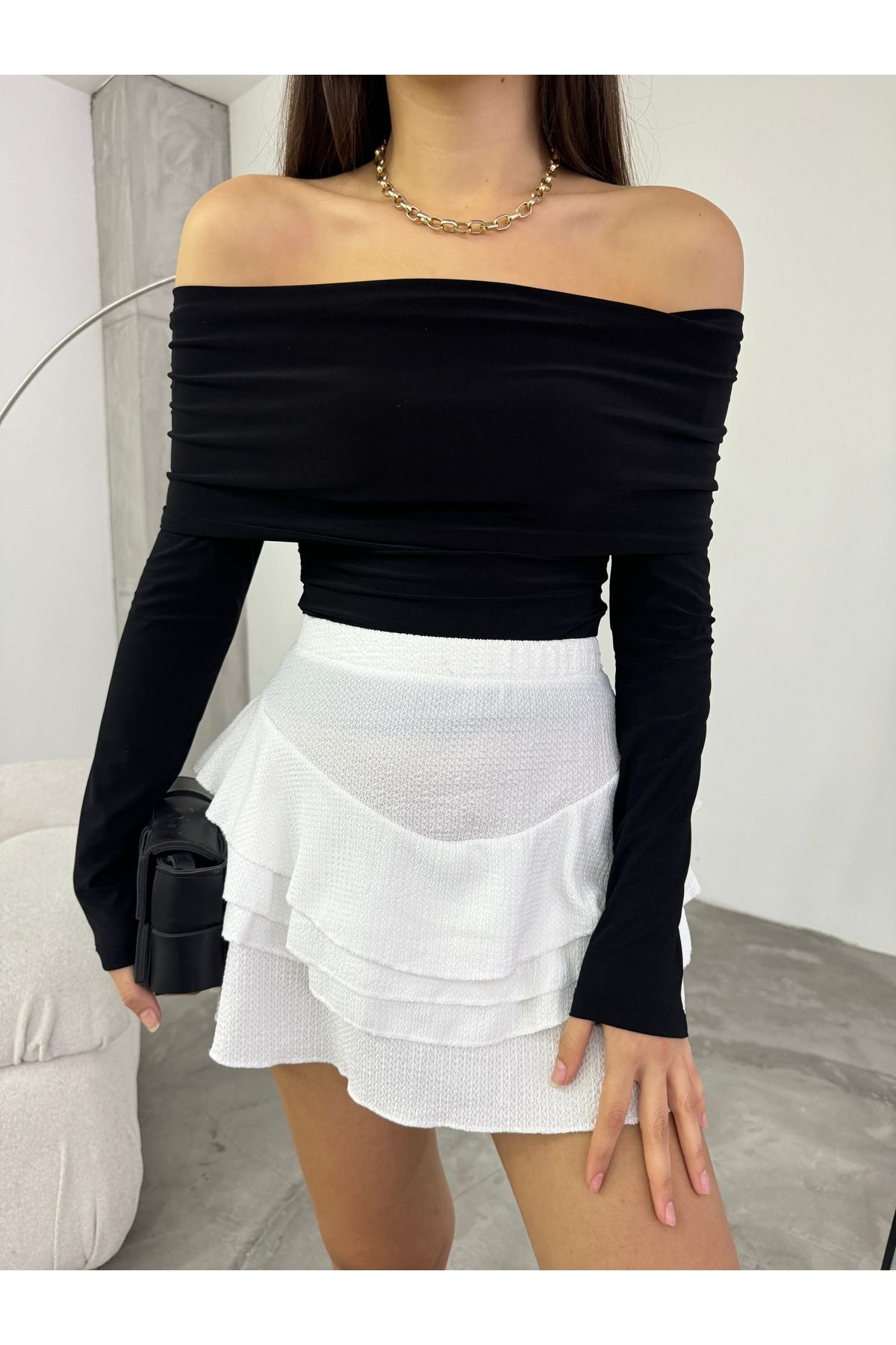 BİKELİFE Bluzka Damska Madonna Collar Sandy Kobieta - L