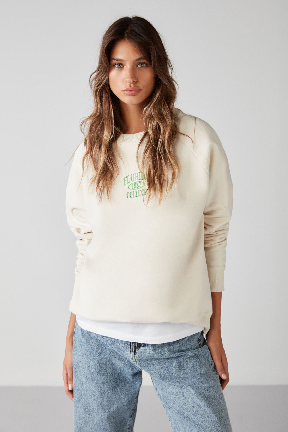 GRIMELANGE  TEMI Kadın Sıcak Tutan Ekru Sweatshirt - Görsel 4