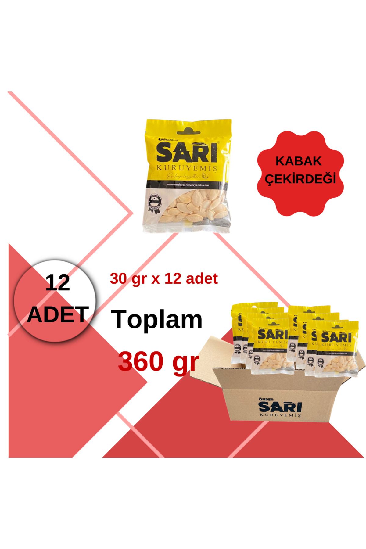 Önder Sarı Kuruyemiş Kabak Çekirdeği Aç Bitir Paket 30 Gr X 12 Adet