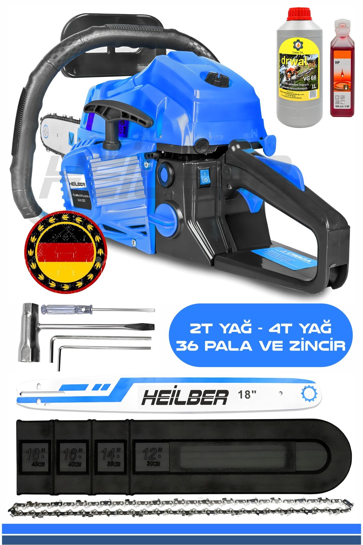 HEİLBER ALMAN 25HP /H 36'' 45CM ZİNCİRLİ BENZİNLİ TESTERE , BLUE ODUN KESME BIÇKI HIZAR KESME ORMAN MAKİNESİ