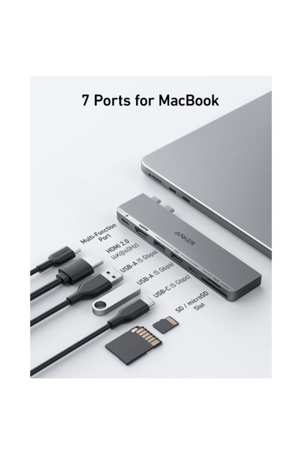 Anker-USB C Hub for MacBook| 7-in-2 USB C to C Adapter|  Thunderbolt 3 Port| 100W Power Delivery 2