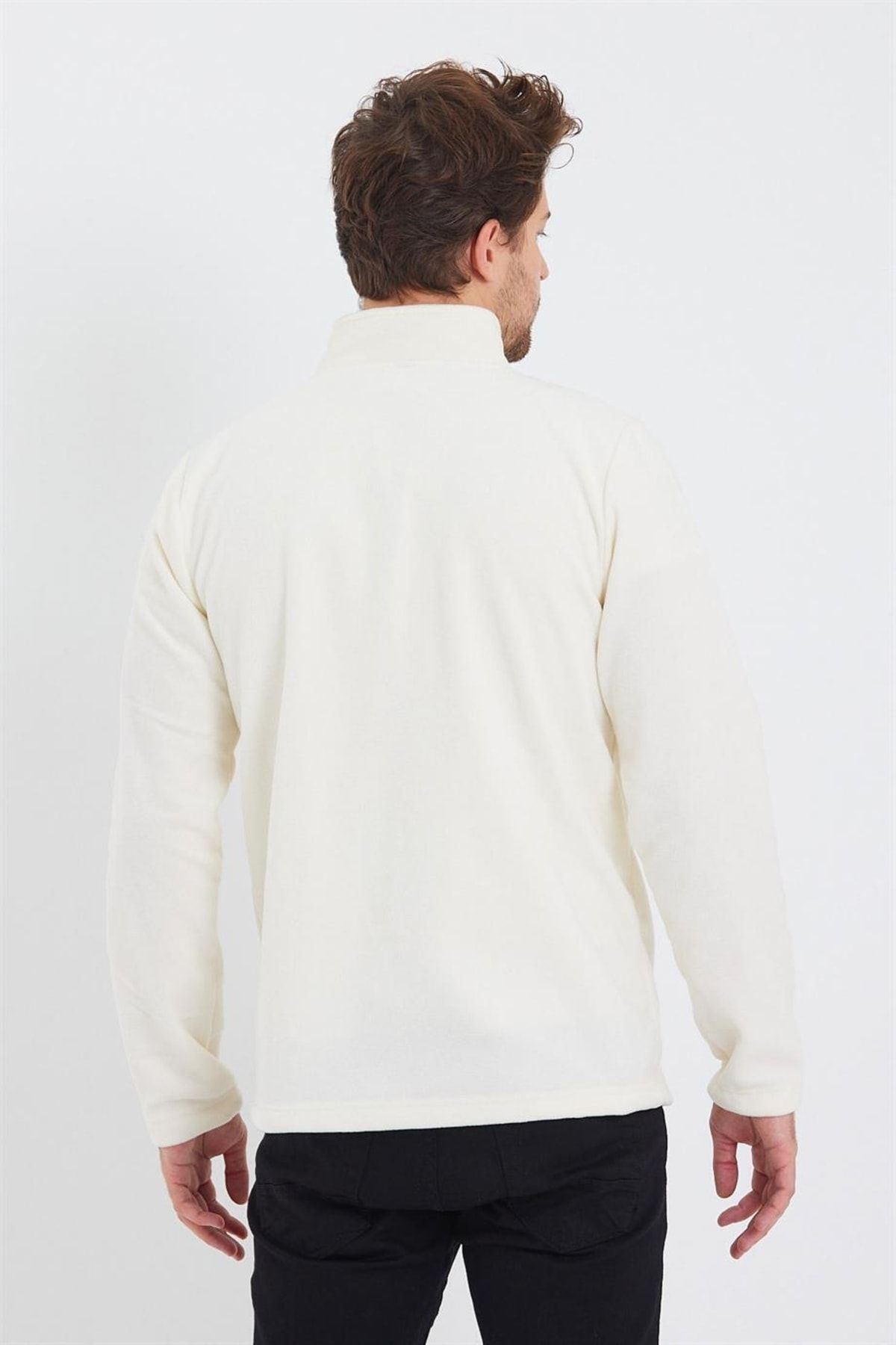 MAXIMILLIAN-White Color 3-Pocket Zippered Men's Fleece - White 3