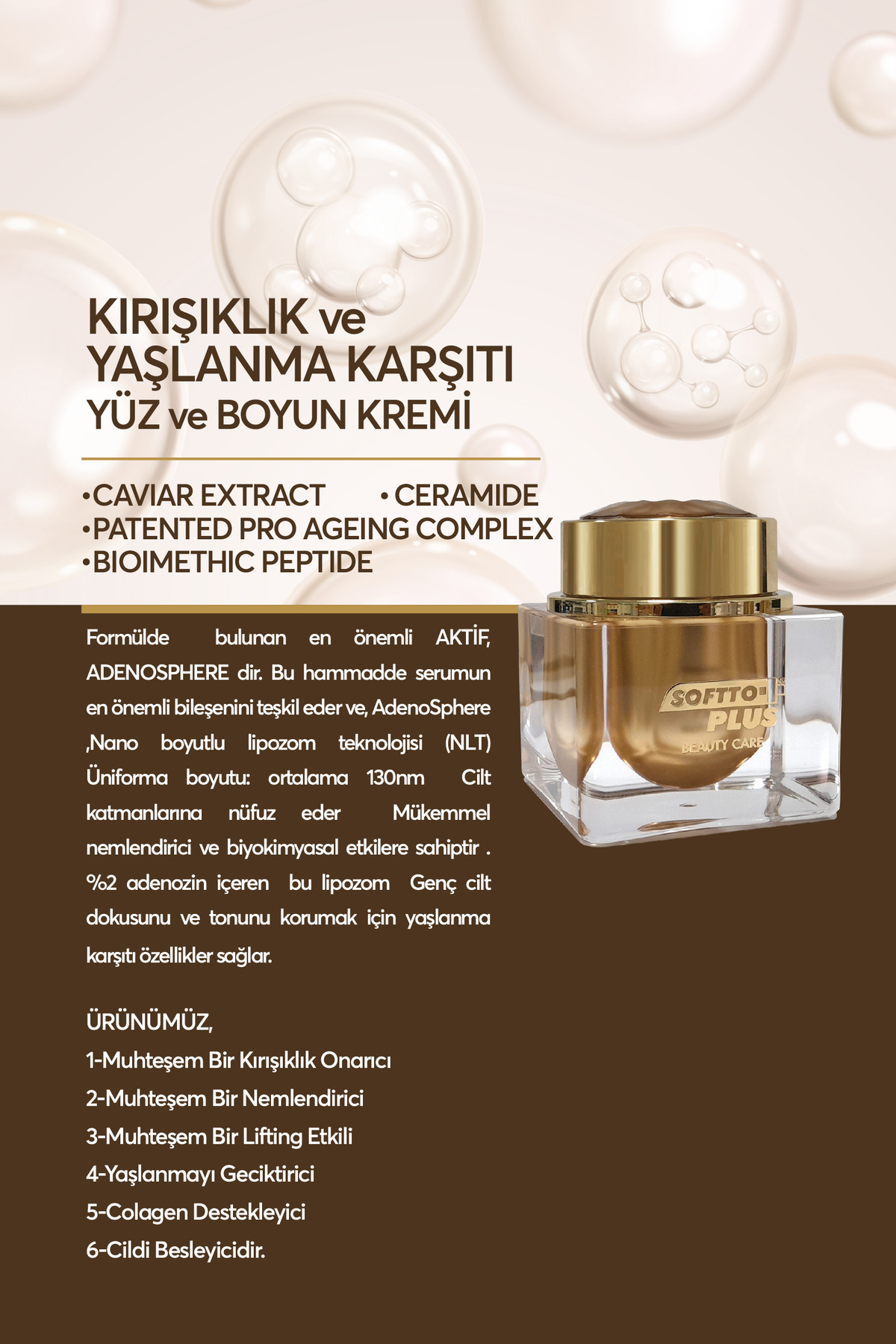KIRIŞIKLIK VE YAŞLANMA KARŞITI YÜZ VE BOYUN KREMİ 50ML - Ürün görseli