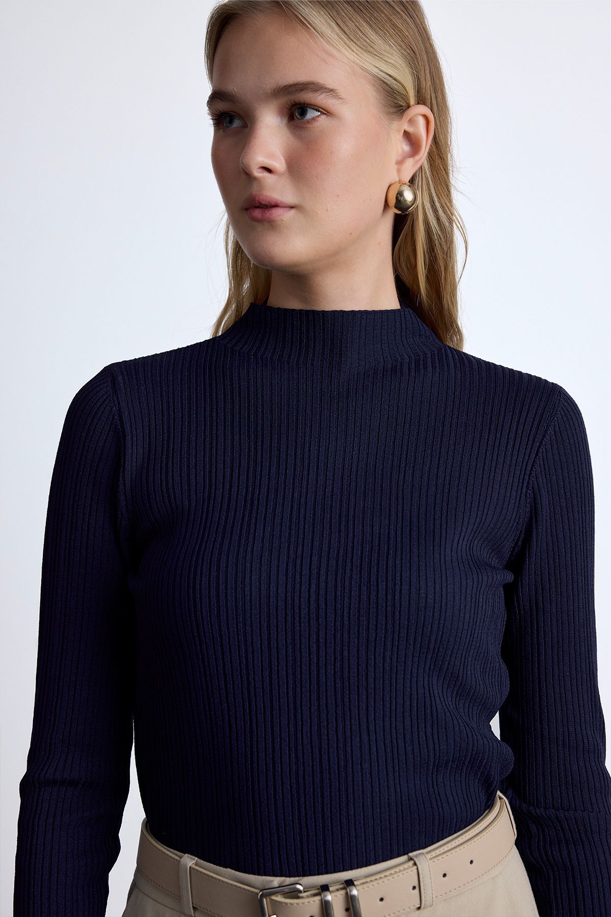 Manuka-High Collar Kit Bluz Navy Blue 8
