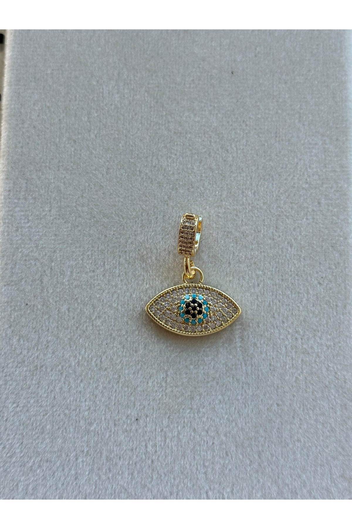 mibrillo Zirkon Taşlı Nazar Göz Ajda Bilezik Charmı ya da Kolye Ucu