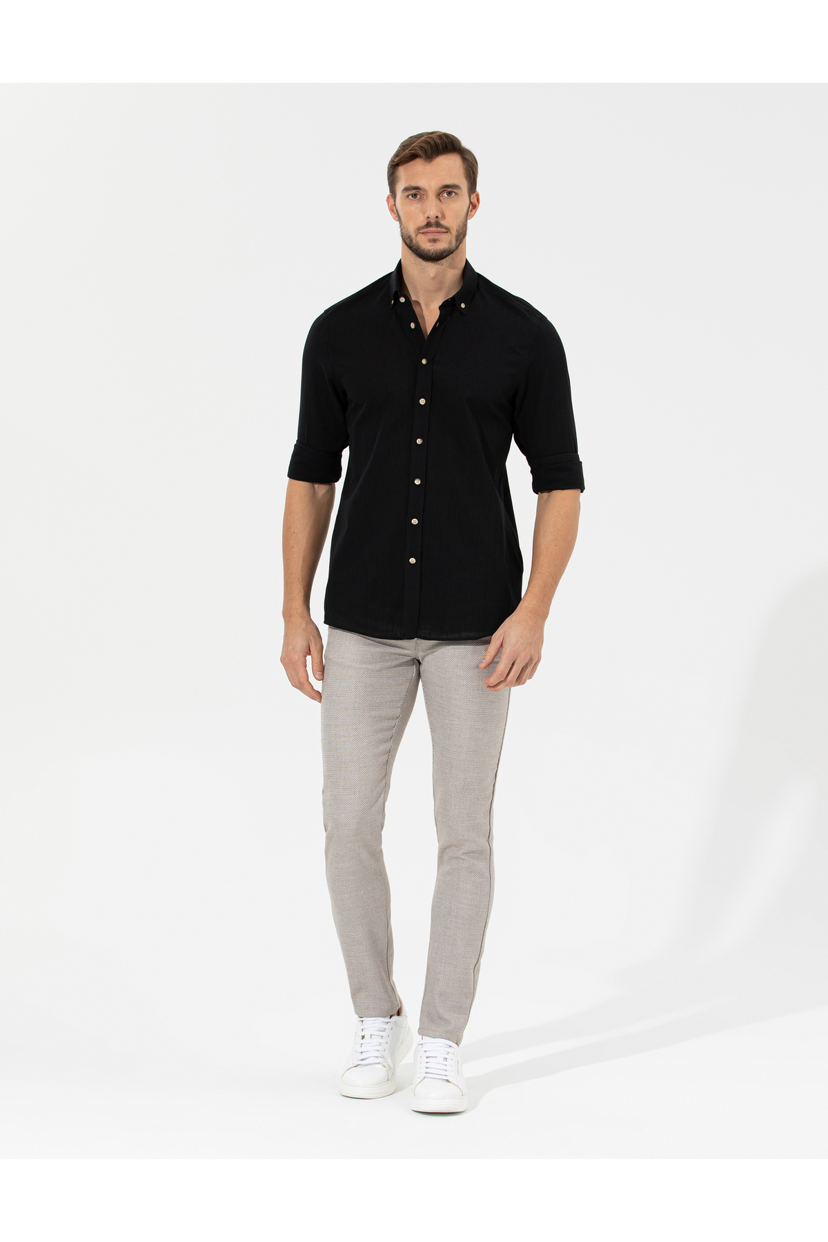 Pierre Cardin  Siyah Slim Fit Uzun Kollu Gömlek 50268183-VR046 - Görsel 4