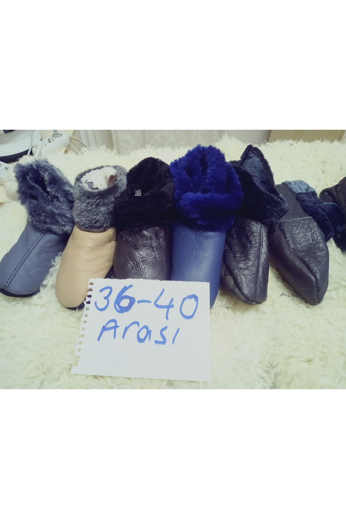 hoaryage %100 Hakiki Kuzu Derisi içi Yünlü Kuzu Postu Patik Panduf görsel 6