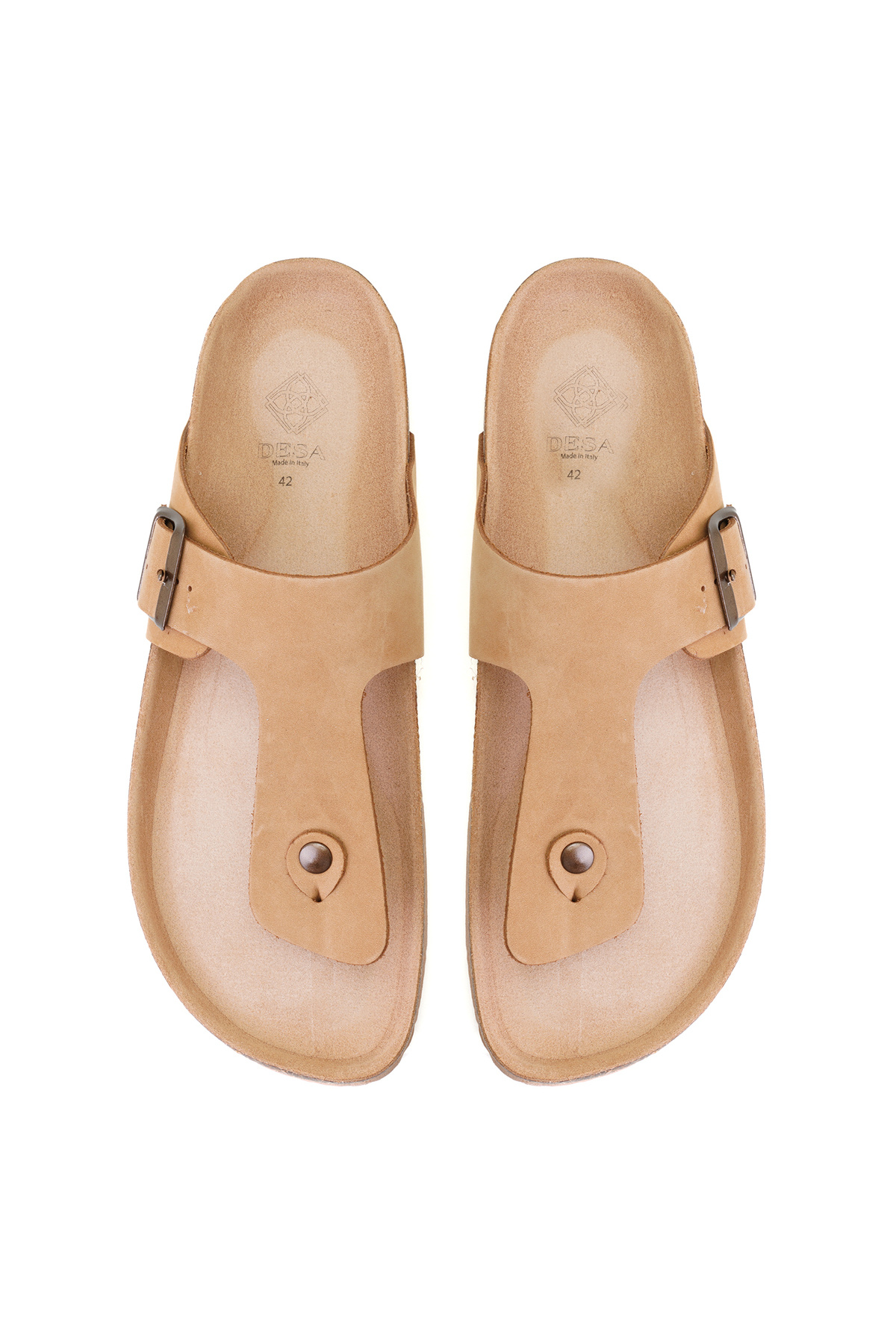 Desa-Karen Brown Men's Flip Flops Nubuck Leather Slippers 4
