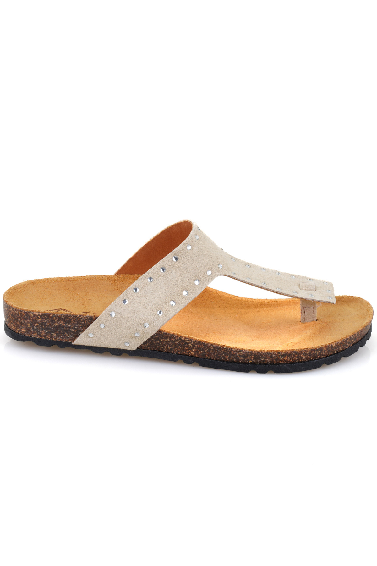 Desa-Women's Beige Flip Flops Suede Leather Slippers 2