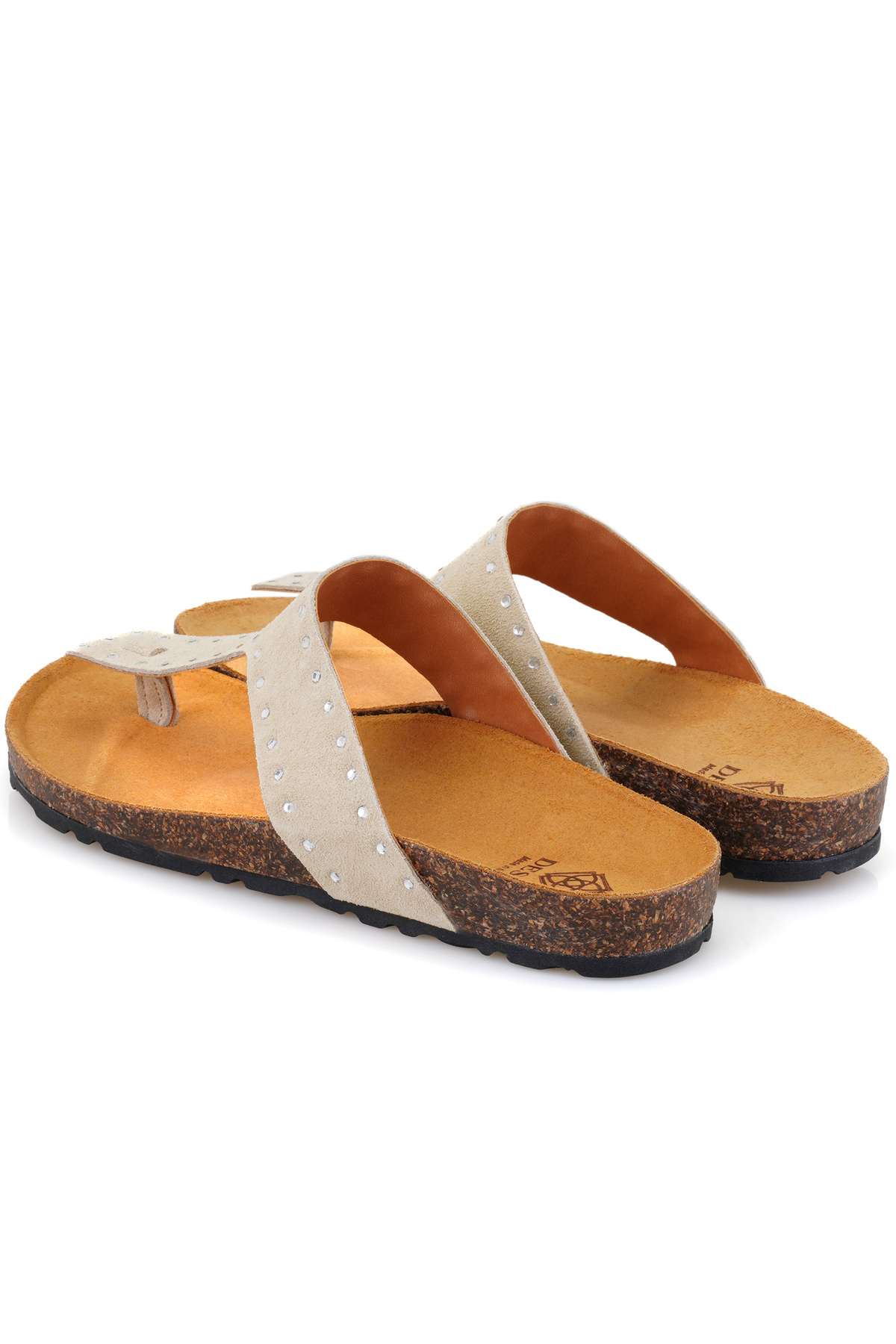Desa-Women's Beige Flip Flops Suede Leather Slippers 5