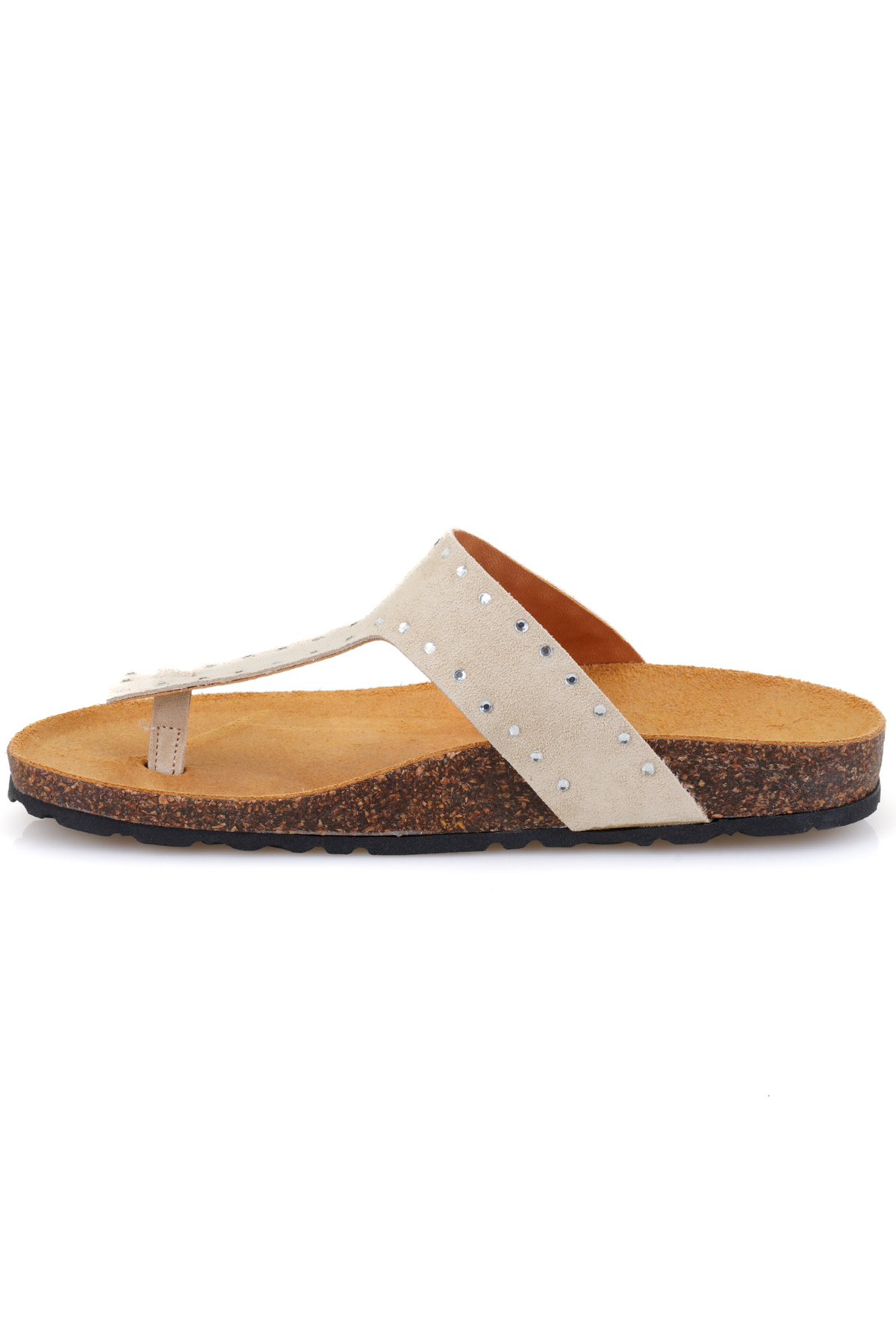 Desa-Women's Beige Flip Flops Suede Leather Slippers 3