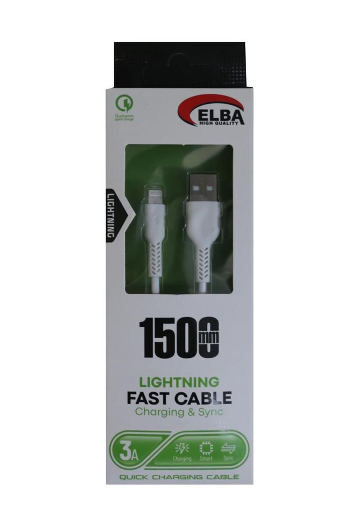 Vobotek Teknoloji Elba Elb38-L1 1,5Mt iPhone Lightning Beyaz 3A Hızlı Şarj Kablosu