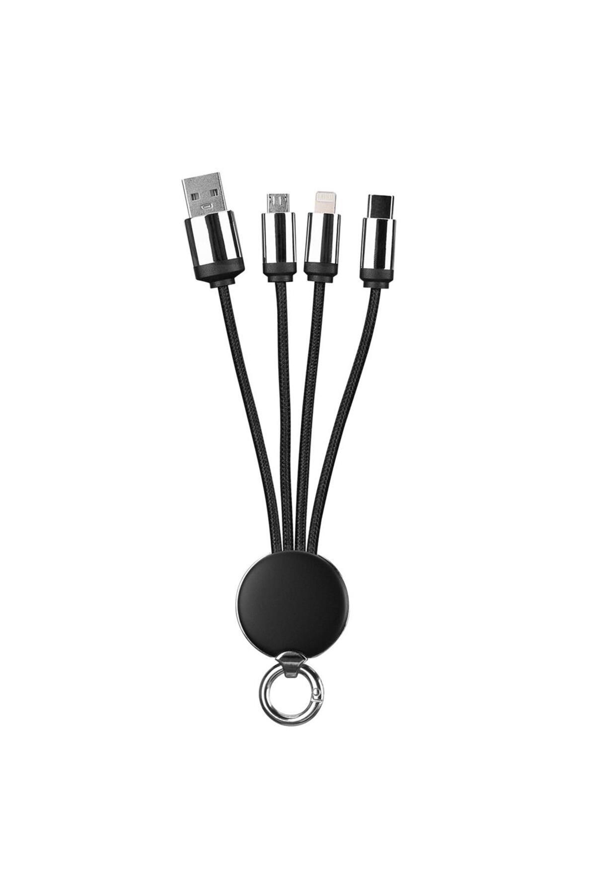 Vobotek Teknoloji S-link SL-CP110 20cm 2A MicroUSB+Lightning+TypeC 3 in 1 LED Logolu Şarj Kablosu