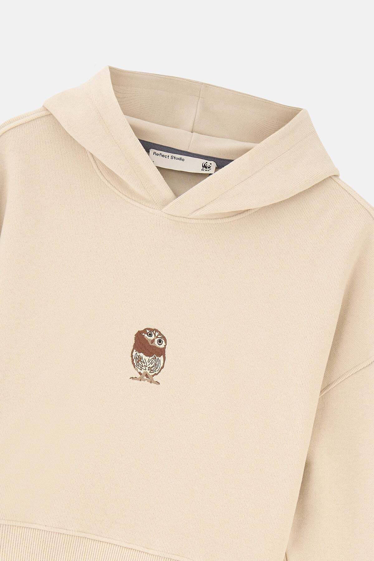 WWF Market-Mikina s kapucňou Pergamen Béžová - Gin Owl Super Soft Crop 5