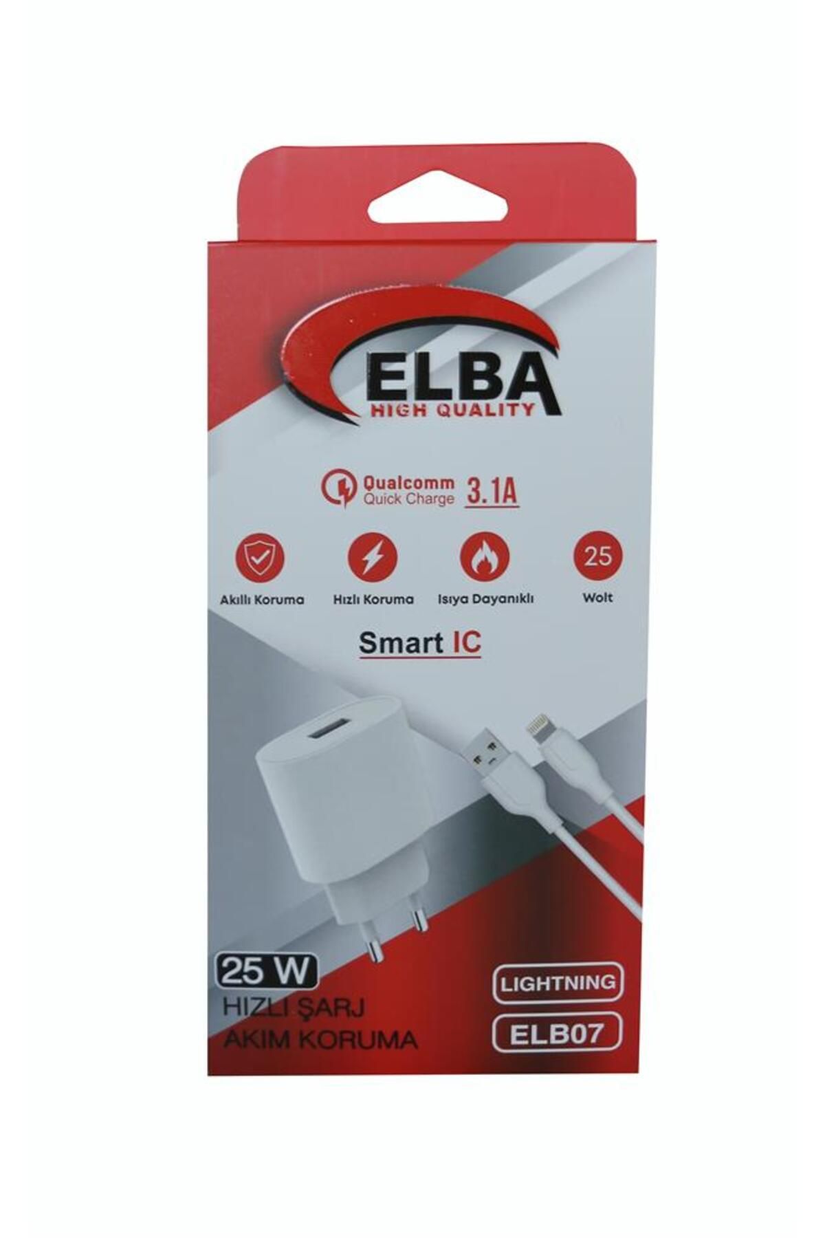 Vobotek Teknoloji Elba ELB07-USB-25WIOS Beyaz 25W Usb Ev Şarj Kafa+ Usb 1mt Lightning Kablo QC4.0 Hızlı Şarj