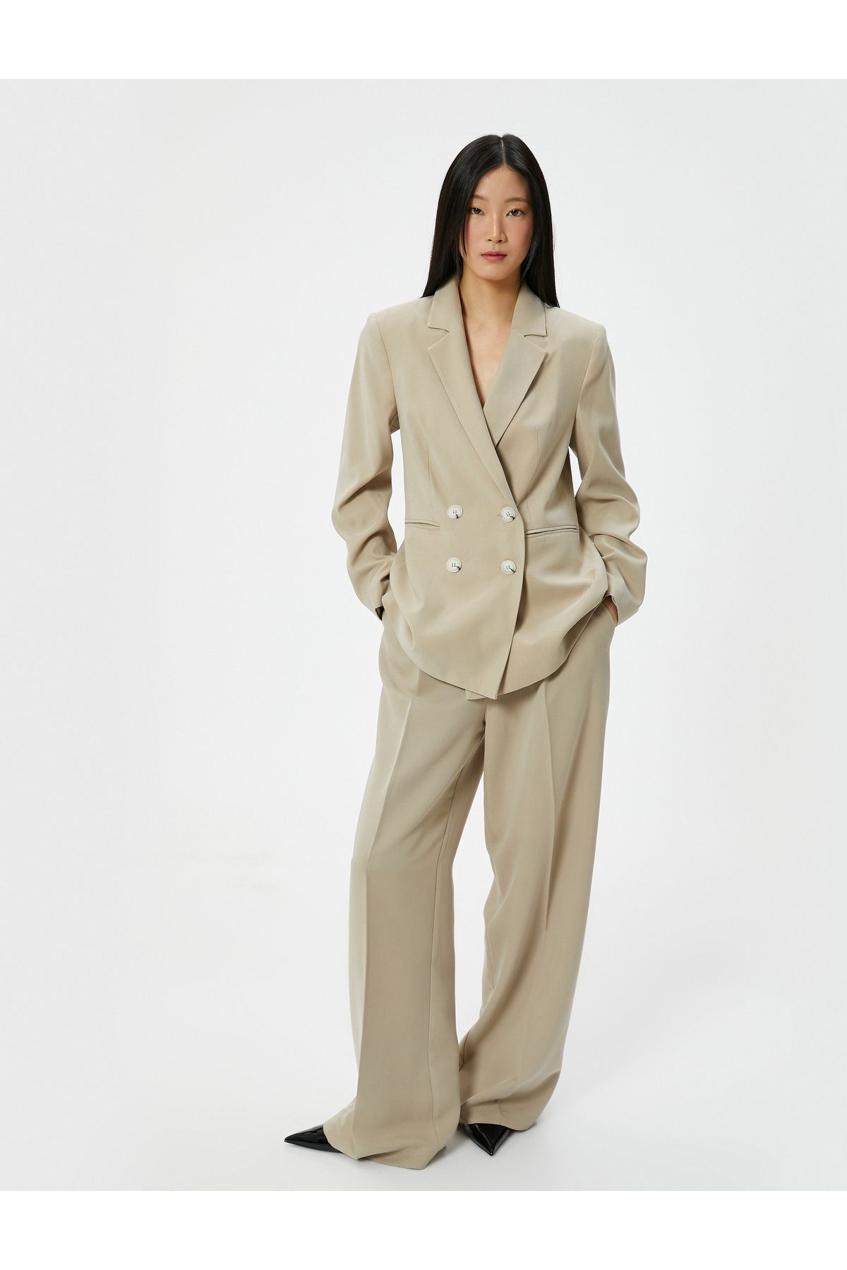 Koton-Pleated Trousers with Button Detail and Pockets 1