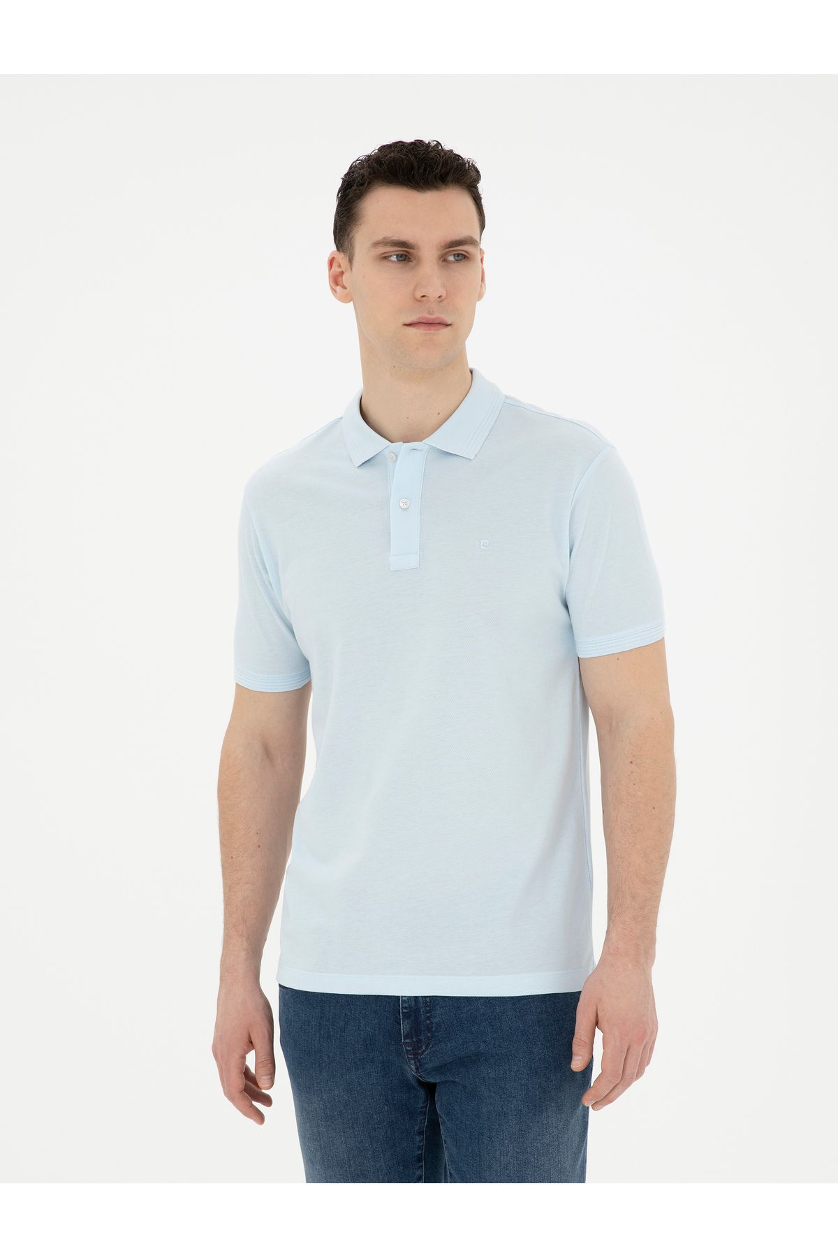 تی شرت ساده باریک آبی روشن 50280754-VR095 Pierre Cardin