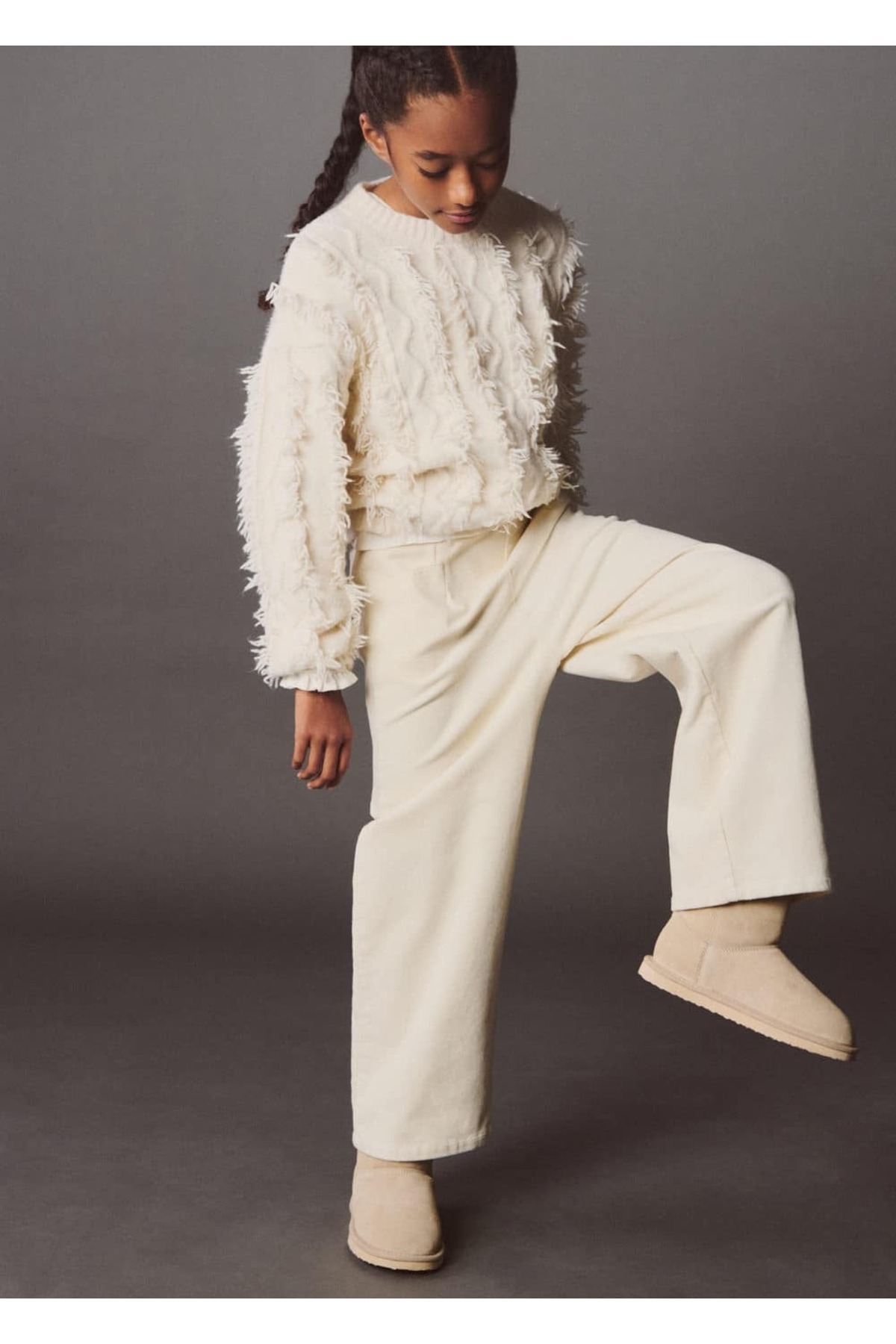 MANGO Kids-Leather Ankle Boots with Fur Inside 6
