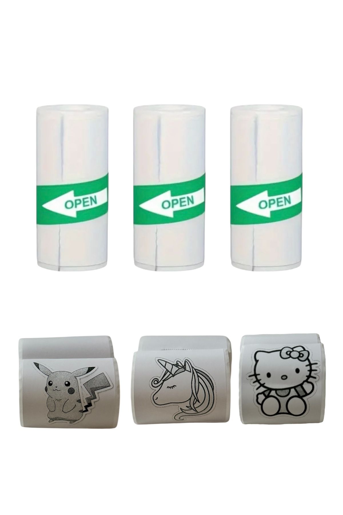 Home Termal Yazıcı Yapışkanlı Rulo Etiket Sticker 3 Adet - Yapışkanlı Termal Rulo Mini Yazıcı Etiket Rulo