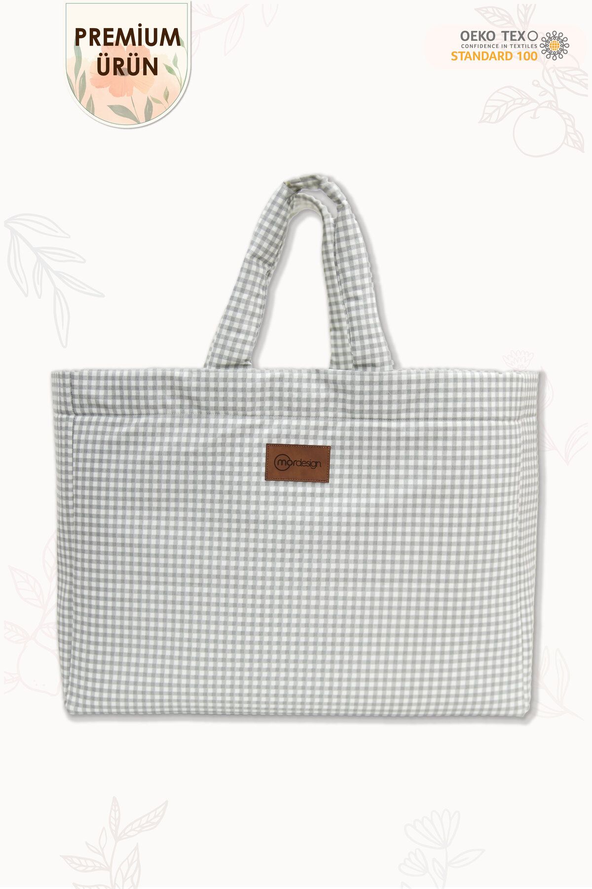 mordesign Panama Bag, Anne Bebek Bakım Çantası, Sıvı Geçirmez Çanta, XL Büyük Boy,Kadın Çantası,Gingham Serisi