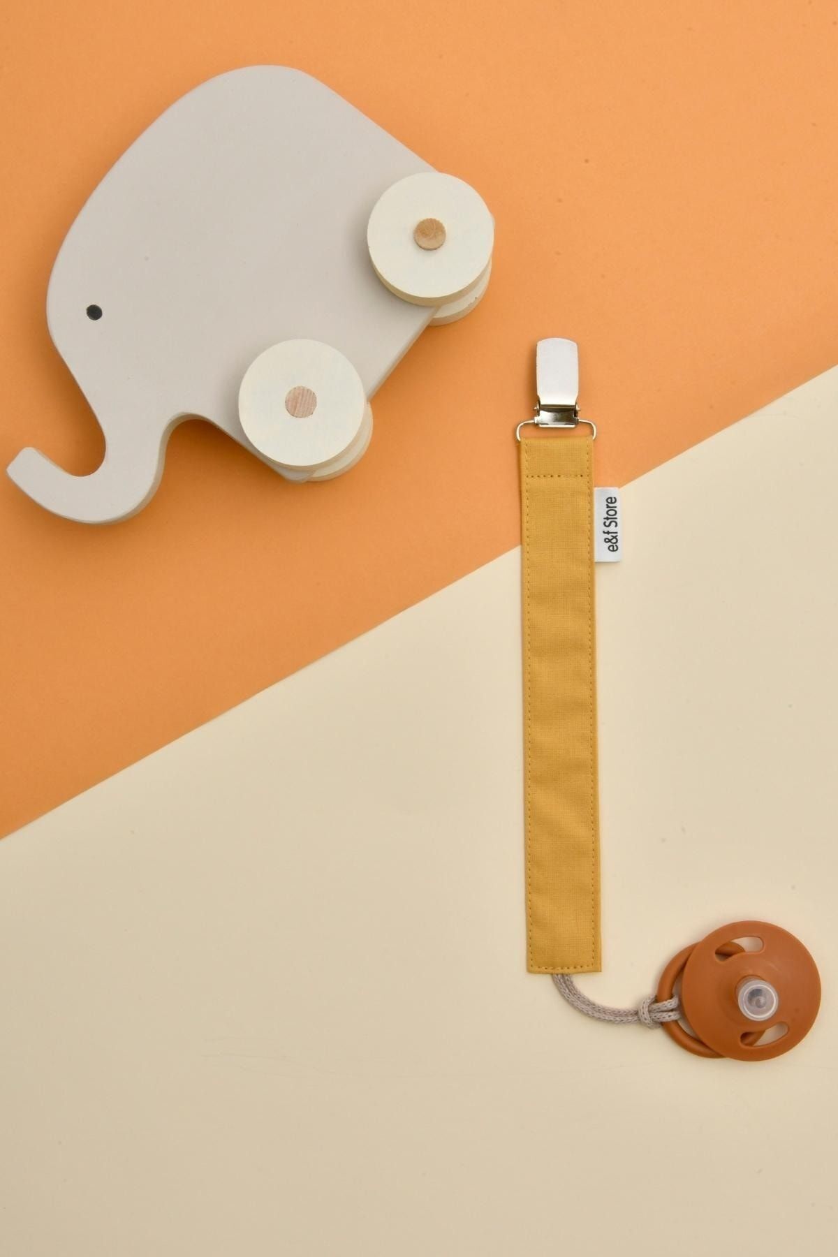 e&f Store Sertifikalı Pamuklu Emzik Askısı - 3'lü Set - Yıldızlı, Gri, Hardal Sarısı - Bebek Emzik Zinciri fotoğrafı 5 (önizleme)