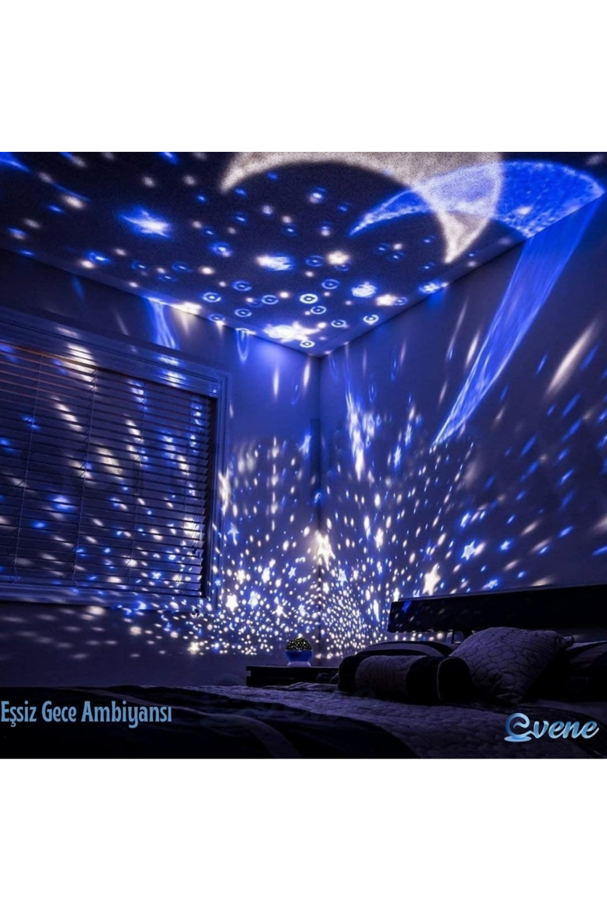 Genel Markalar Dönen Projeksiyon Led Işıklı Ay Yıldızlı Gece Lambası Çocuk,Bebek,Genç Odası ve Hediyelik Çok Amaçlı fotoğrafı 4 (önizleme)