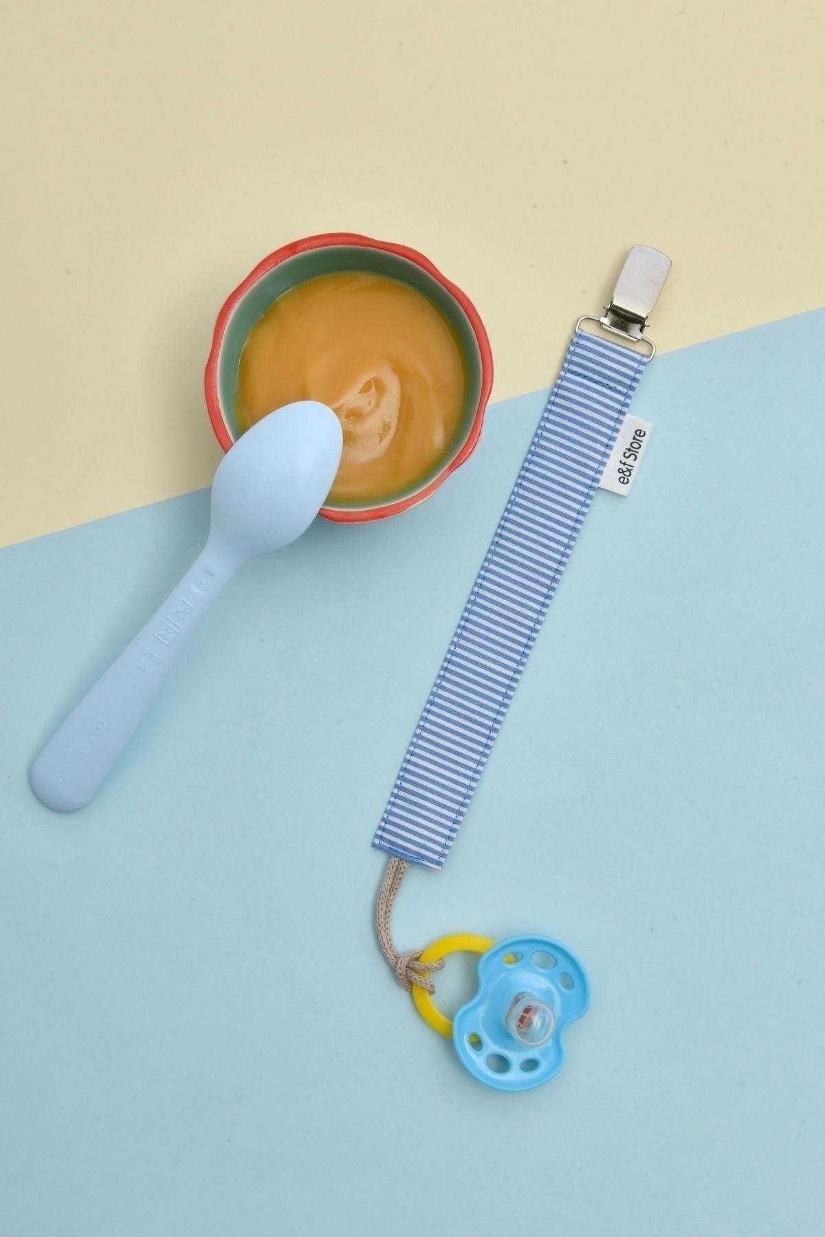 e&f Store Sertifikalı Pamuklu Emzik Askısı - 3'lü Set - Keten, Çizgili, Yıldızlı - Bebek Emzik Zinciri fotoğrafı 4 (önizleme)