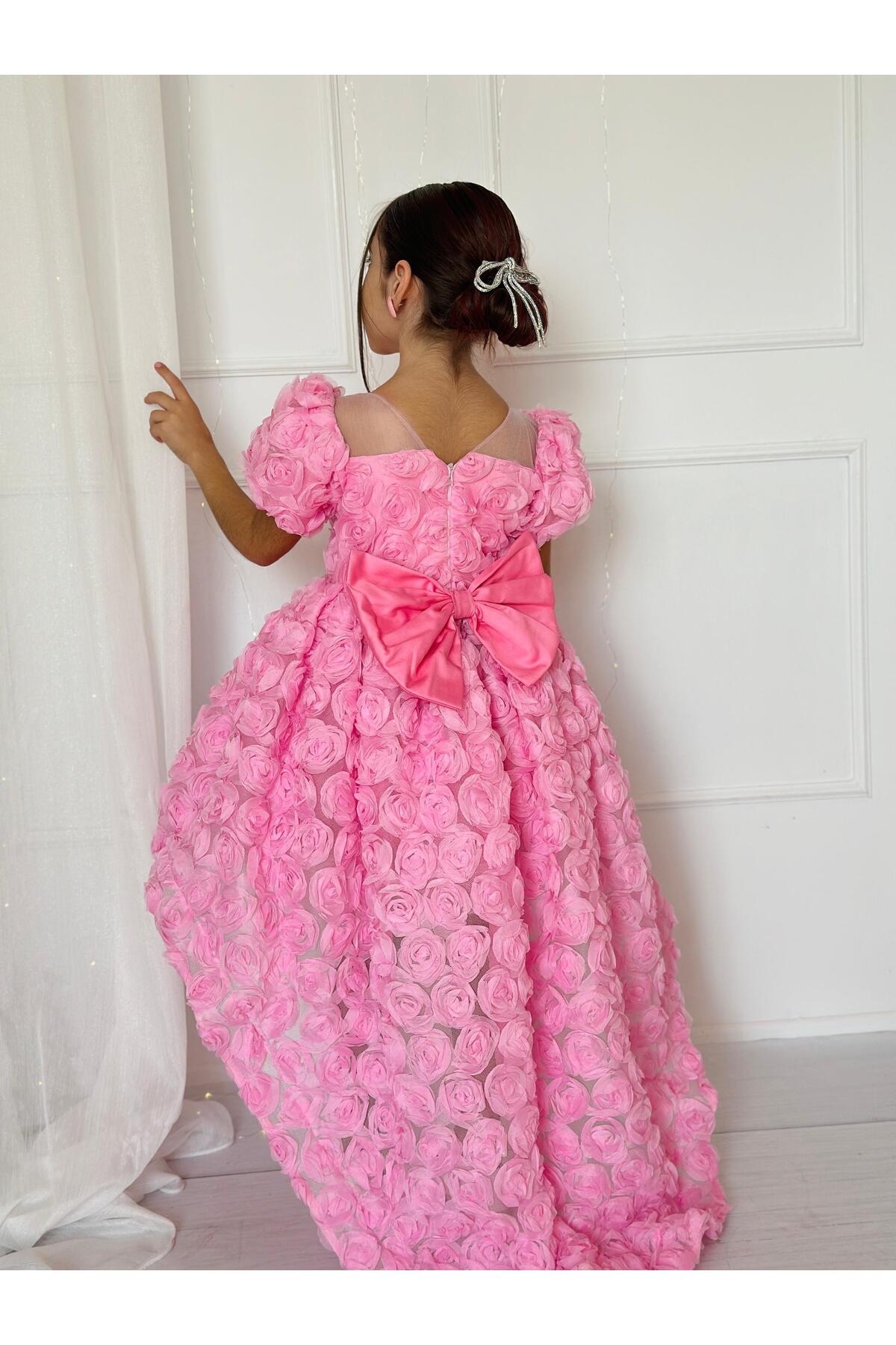 Hly Karol Tasarım Pembe Güllü Diana Vintage Kız Bebek Elbise,Doğum günü elbise,fotoğraf çekim elbise,0-12 Yaş Uygun fotoğrafı 7 (önizleme)