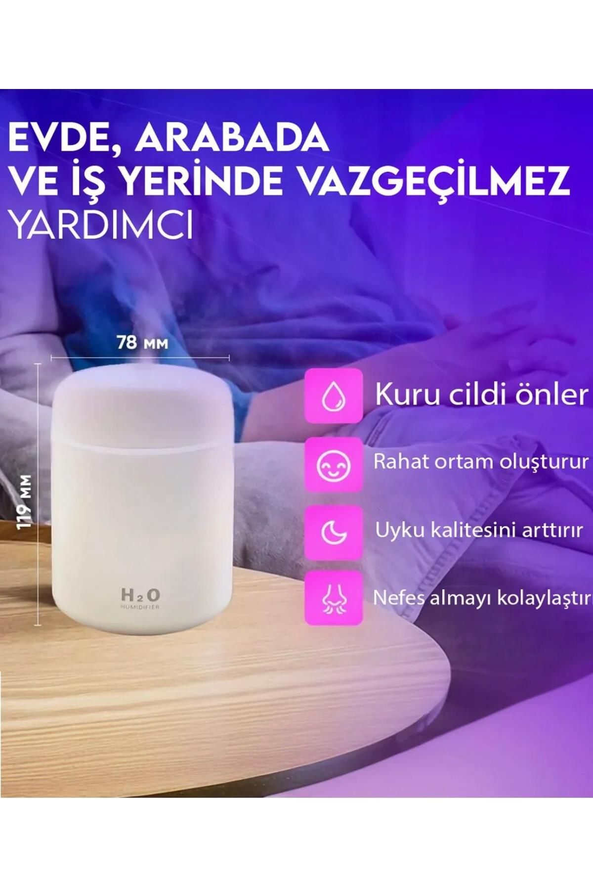 Havanemlendirici +1  Flitre + Koku H20 , Hava Yumuşatıcı, Koku Dagıtıcı Gece Lambası