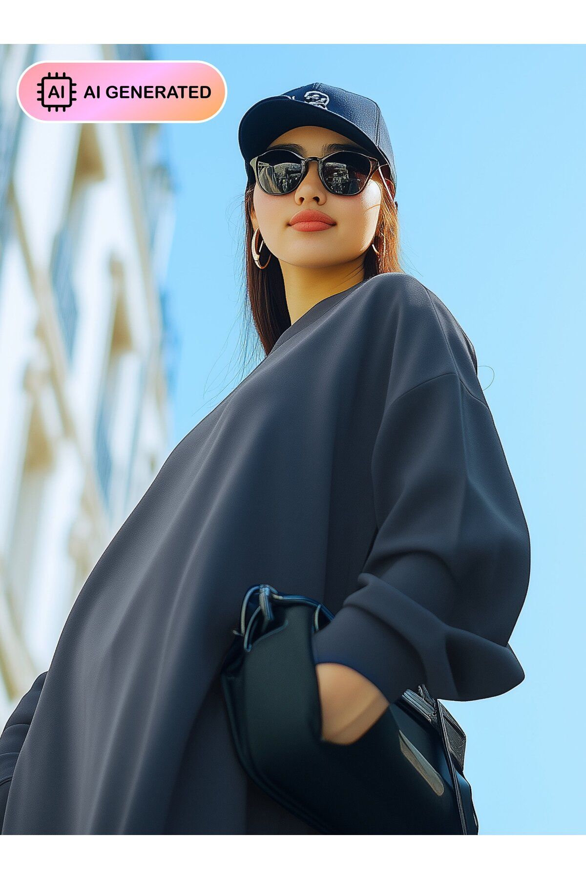 ALİA-Rochie Oversize Tricotata Marime Plus - Bleumarin - Alia 4