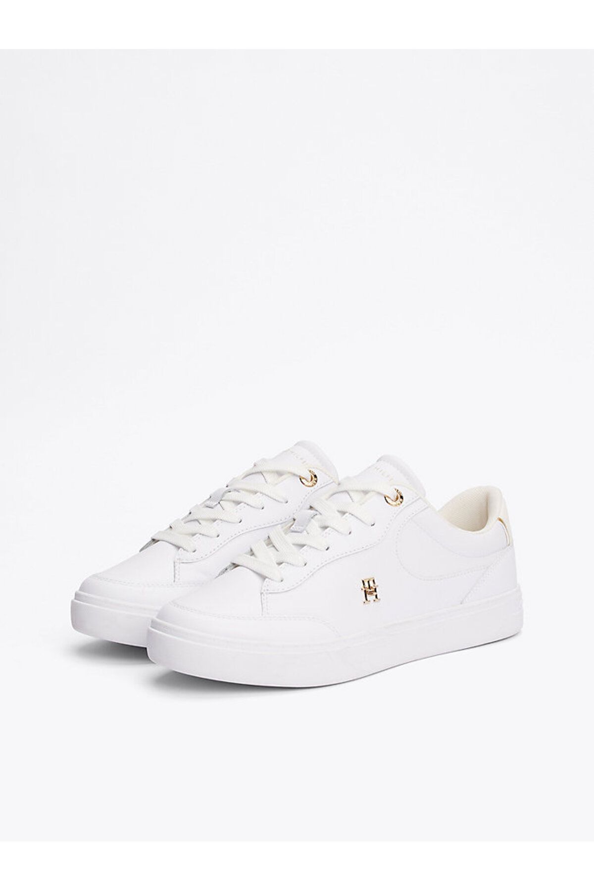 Tommy Hilfiger-Damskie trampki Th Monogram Leather Court - białe 2