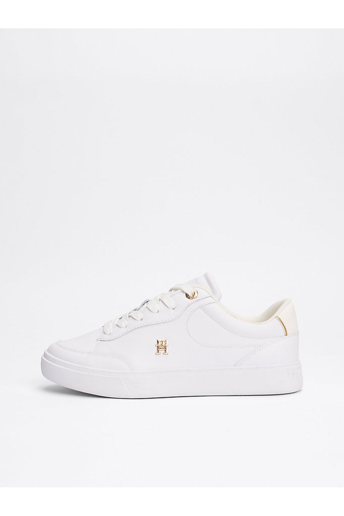 Tommy Hilfiger-Damskie trampki Th Monogram Leather Court - białe 7