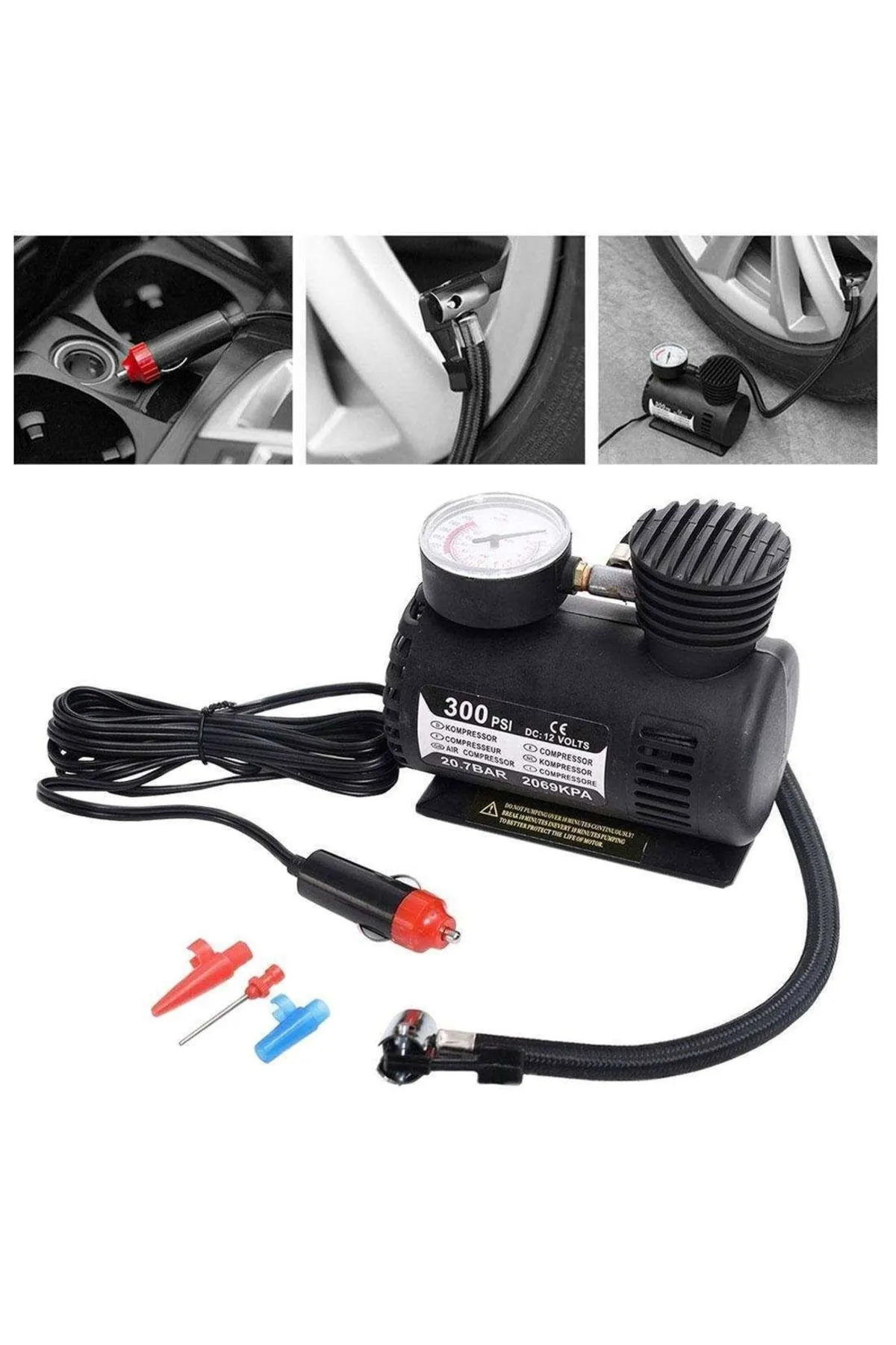 ANI OFİS KIRTASİYE A K Taşınabilir Hava Kompresörü, 12 V 300 PSI Araba Lastikleri Için Hava Kompresörü Lastik Şişirme