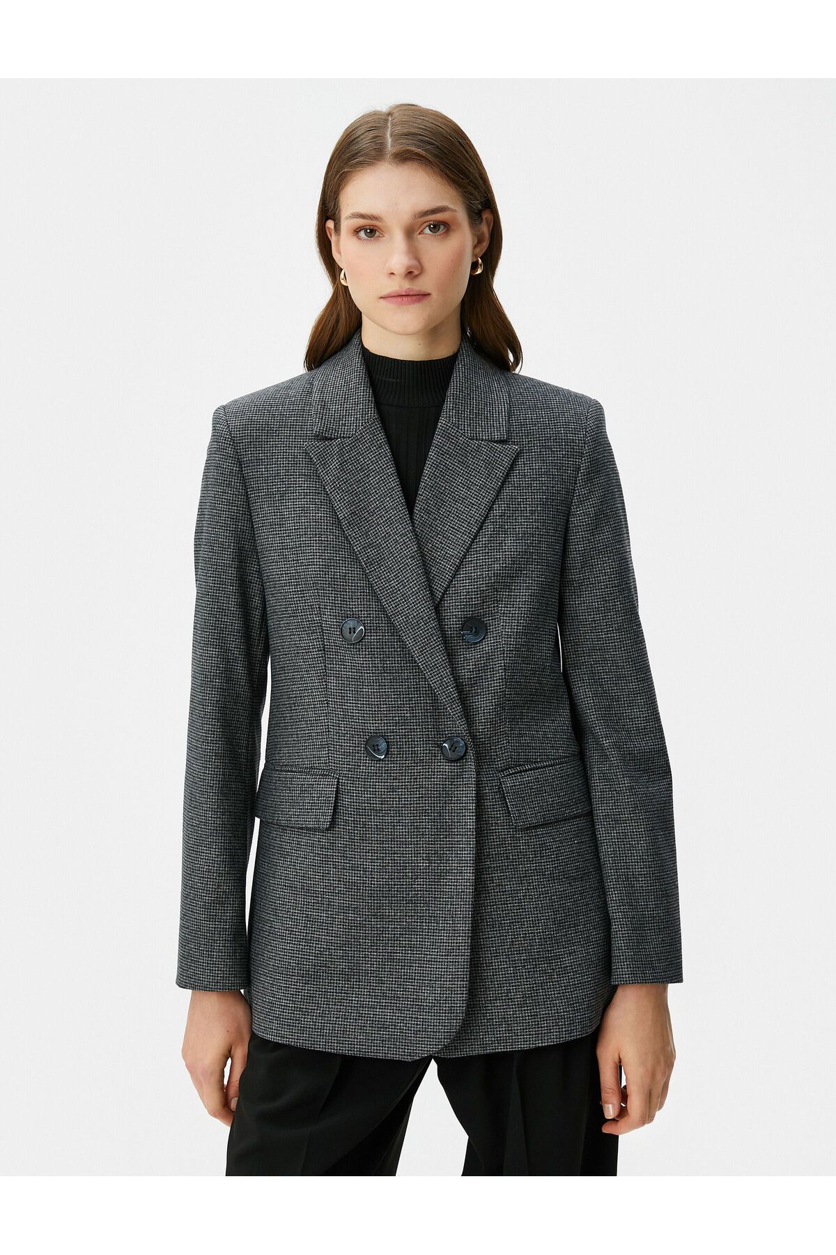Koton-Oversize Blazer Jacket Double Breasted Buttons with Flap Pockets 3